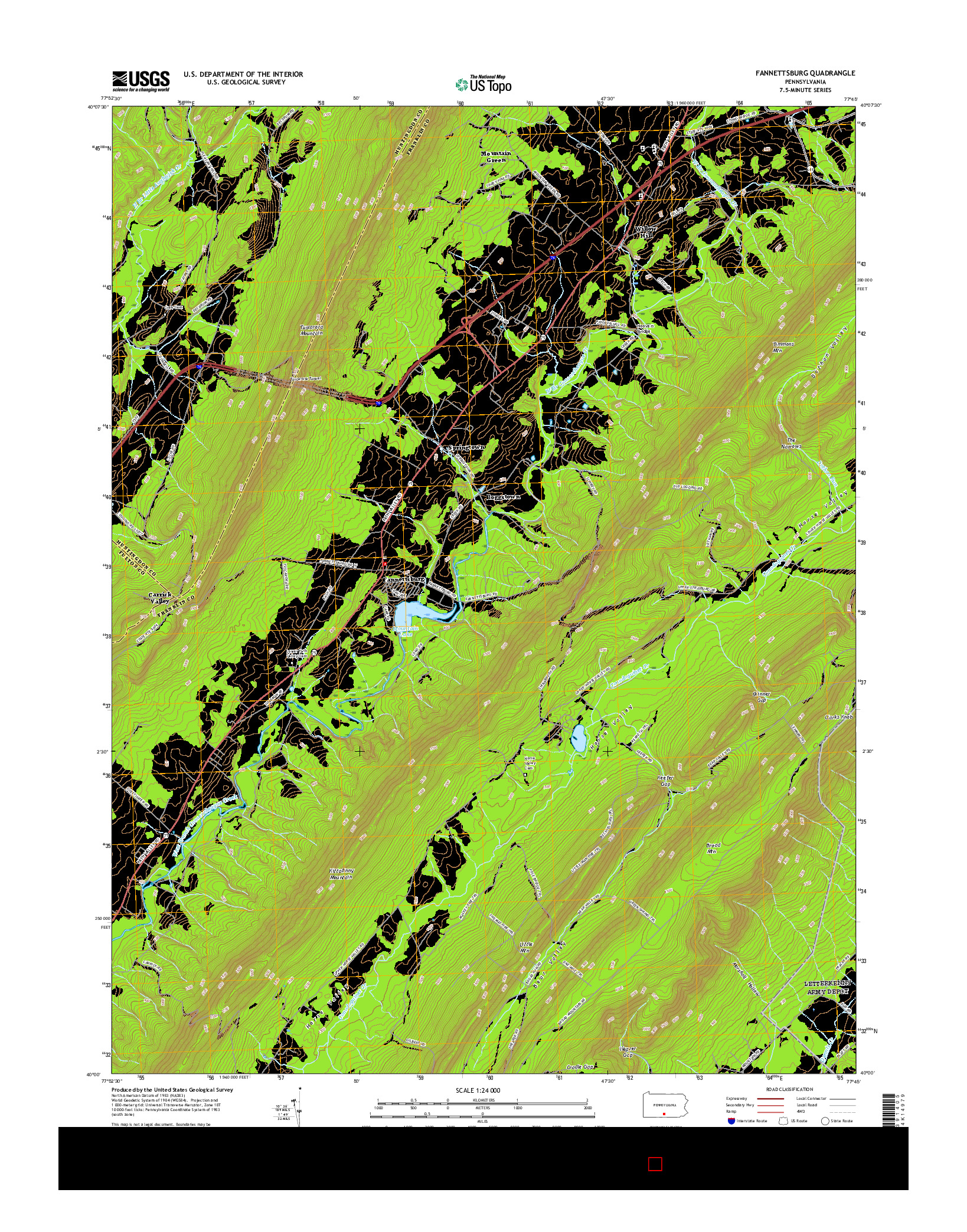USGS US TOPO 7.5-MINUTE MAP FOR FANNETTSBURG, PA 2016