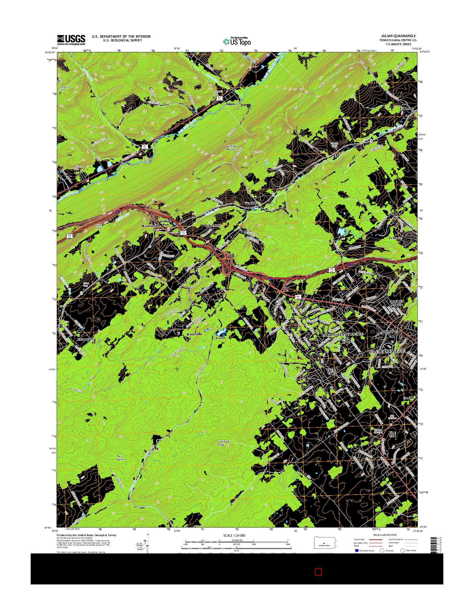 USGS US TOPO 7.5-MINUTE MAP FOR JULIAN, PA 2016