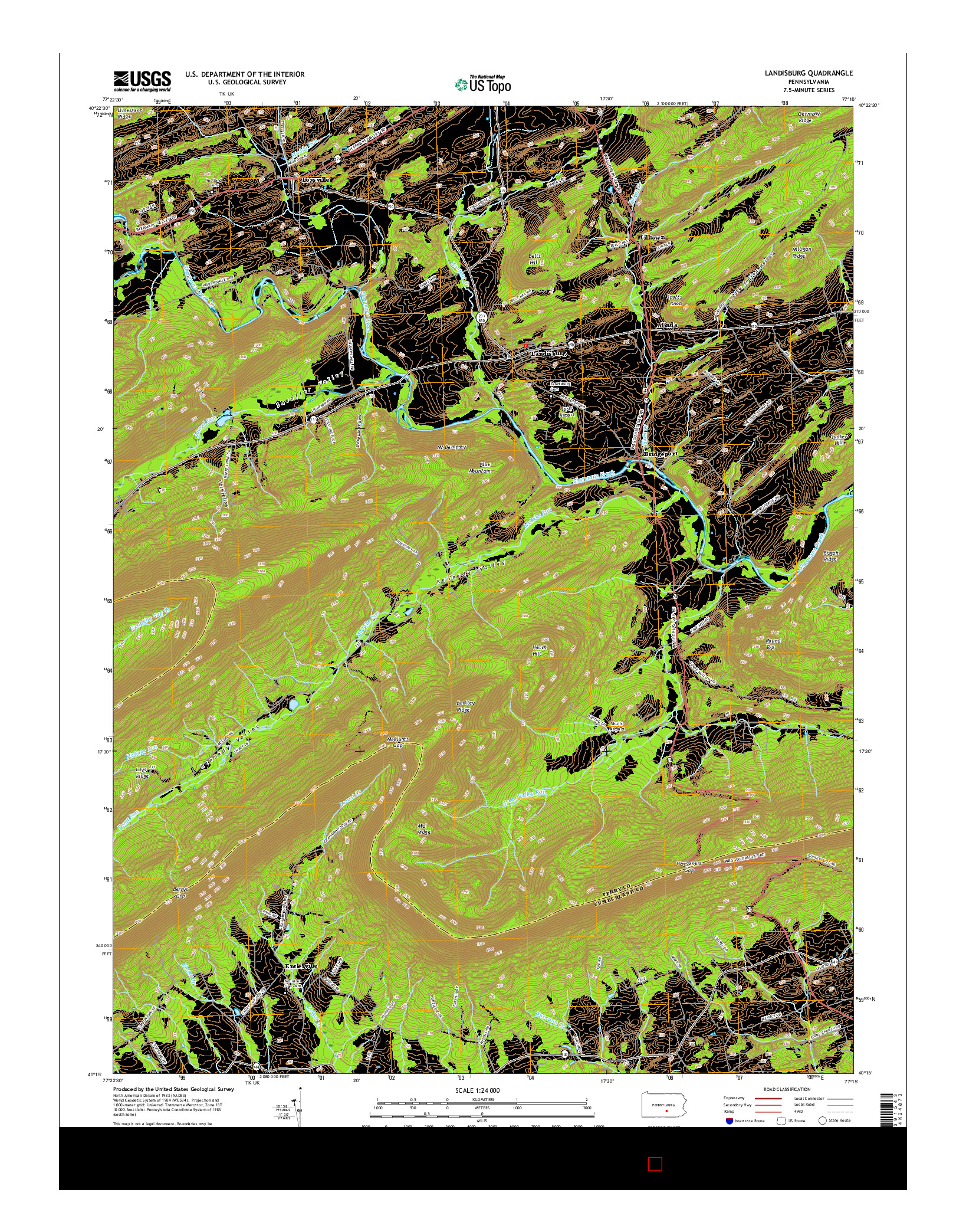 USGS US TOPO 7.5-MINUTE MAP FOR LANDISBURG, PA 2016