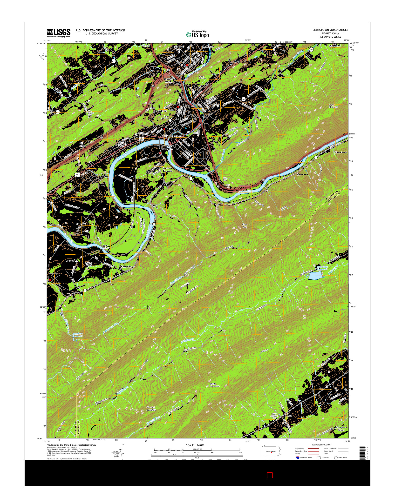 USGS US TOPO 7.5-MINUTE MAP FOR LEWISTOWN, PA 2016