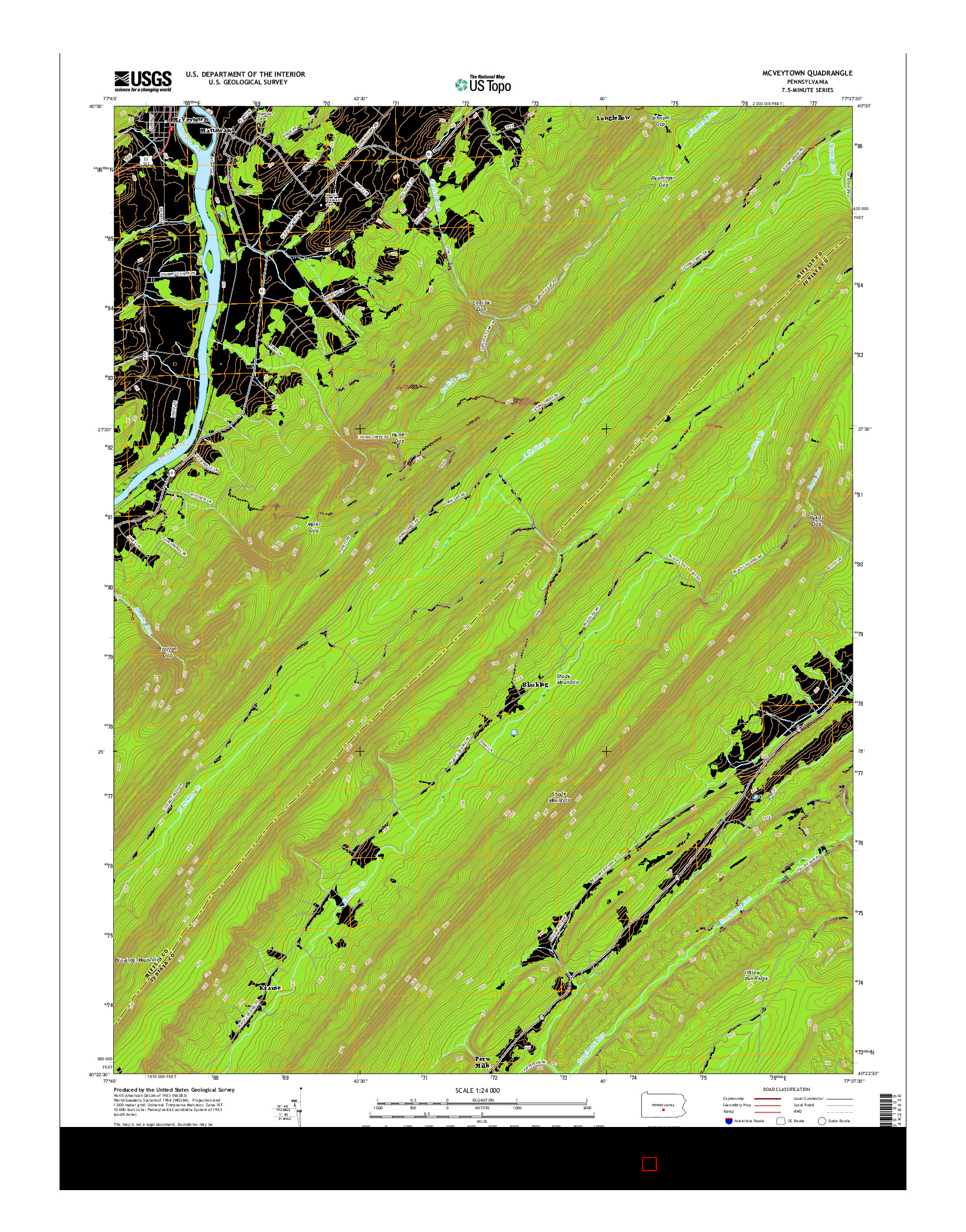 USGS US TOPO 7.5-MINUTE MAP FOR MCVEYTOWN, PA 2016