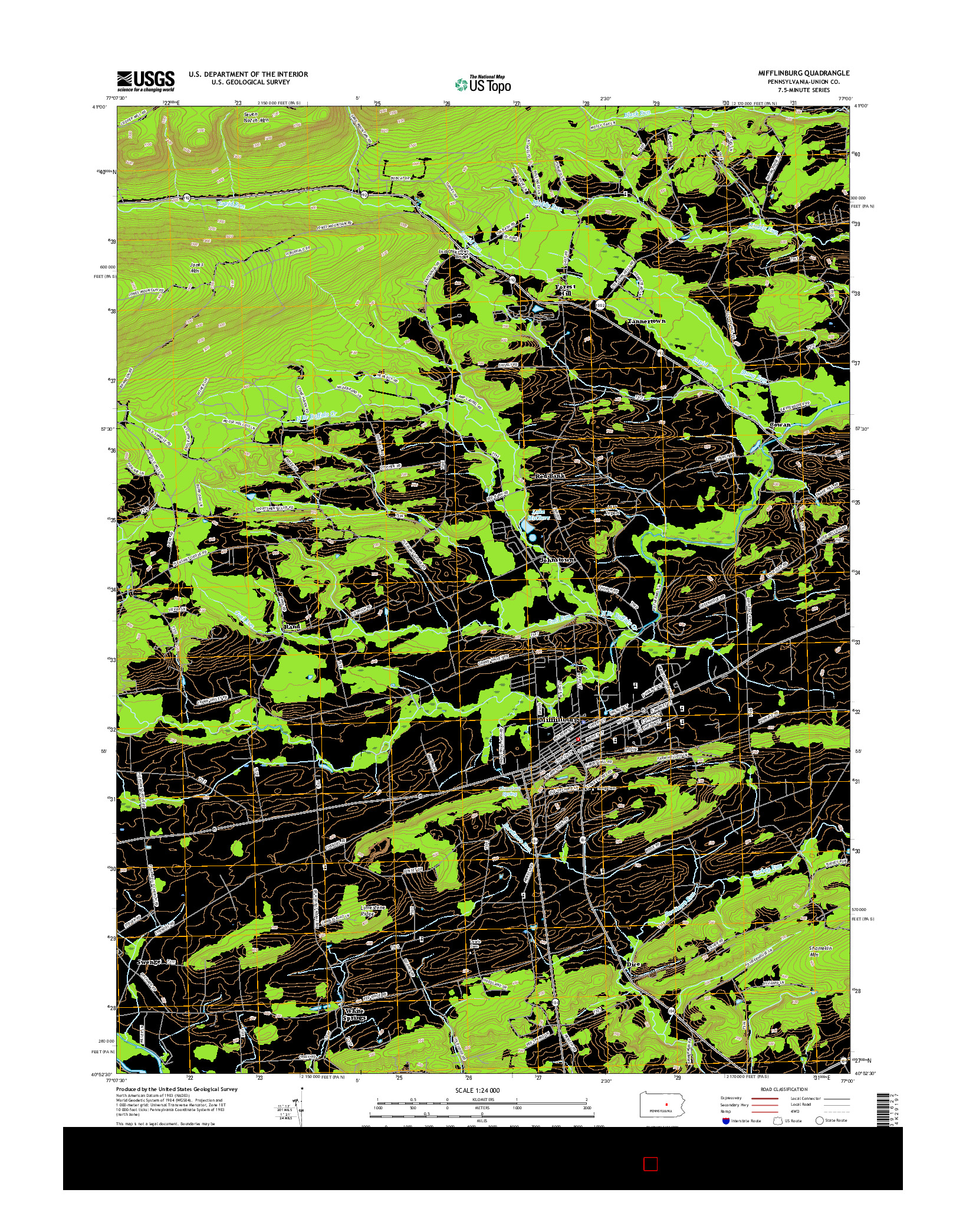 USGS US TOPO 7.5-MINUTE MAP FOR MIFFLINBURG, PA 2016