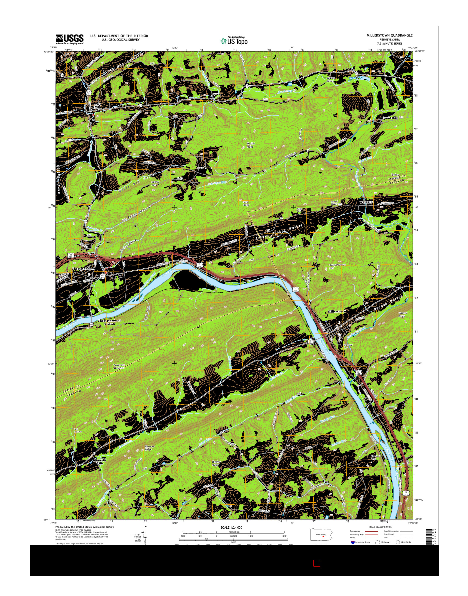 USGS US TOPO 7.5-MINUTE MAP FOR MILLERSTOWN, PA 2016