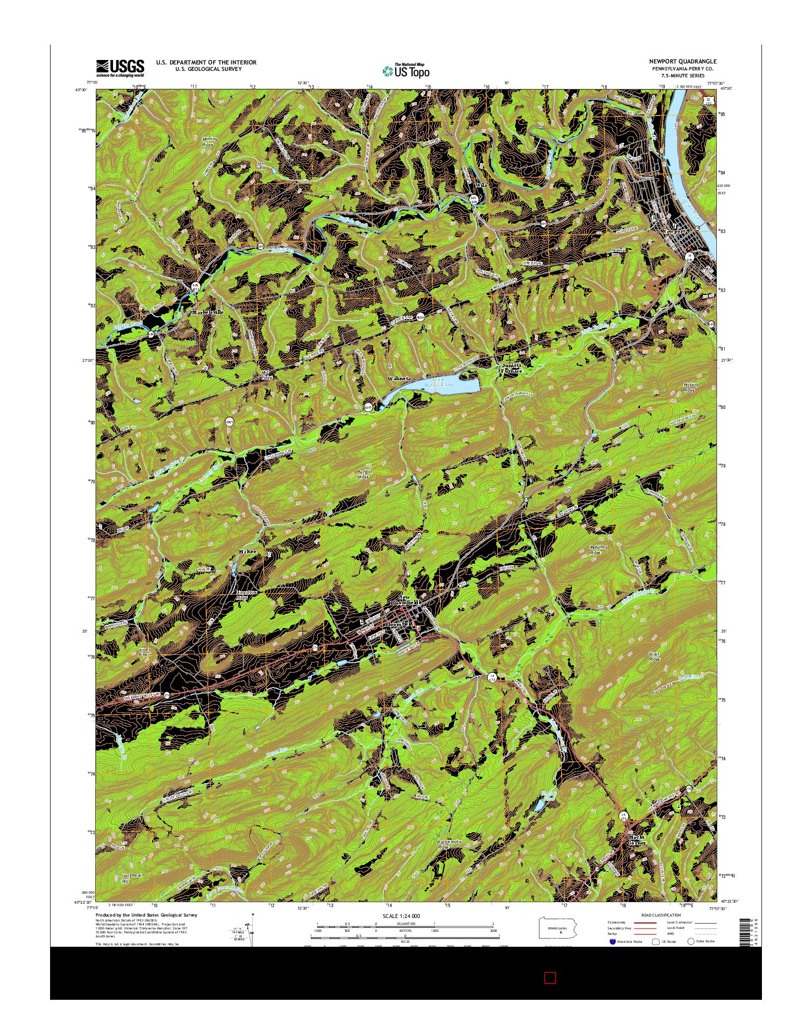 USGS US TOPO 7.5-MINUTE MAP FOR NEWPORT, PA 2016