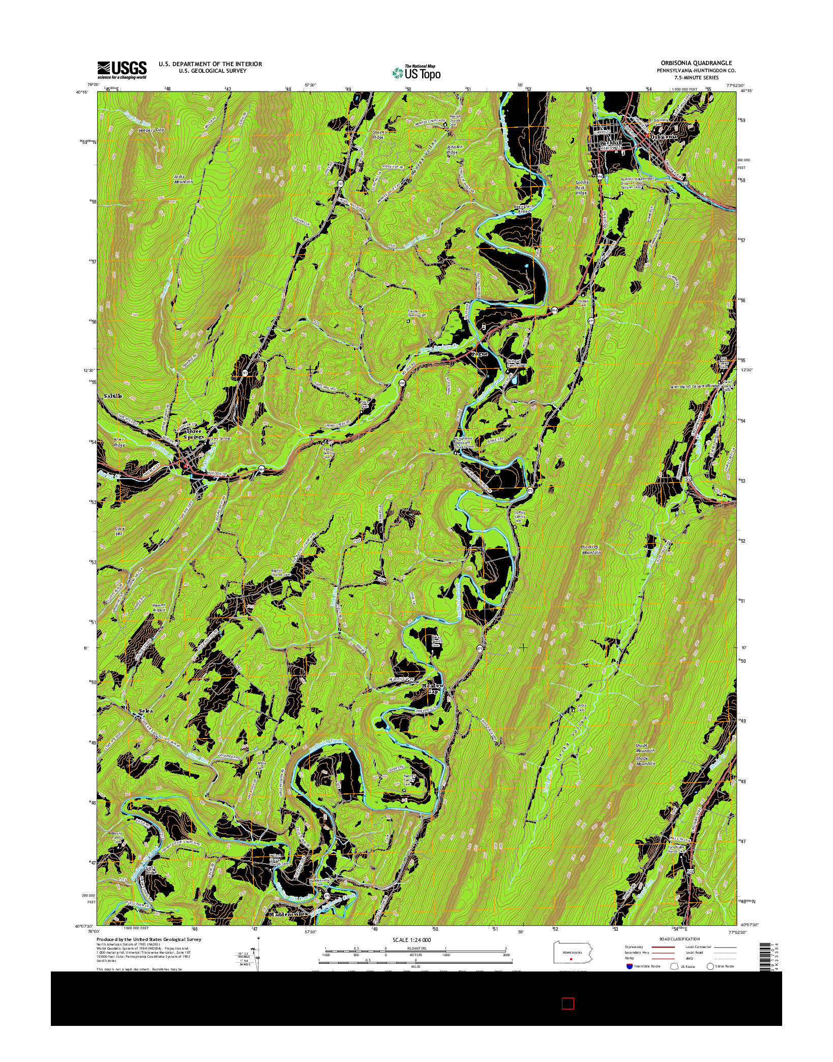 USGS US TOPO 7.5-MINUTE MAP FOR ORBISONIA, PA 2016