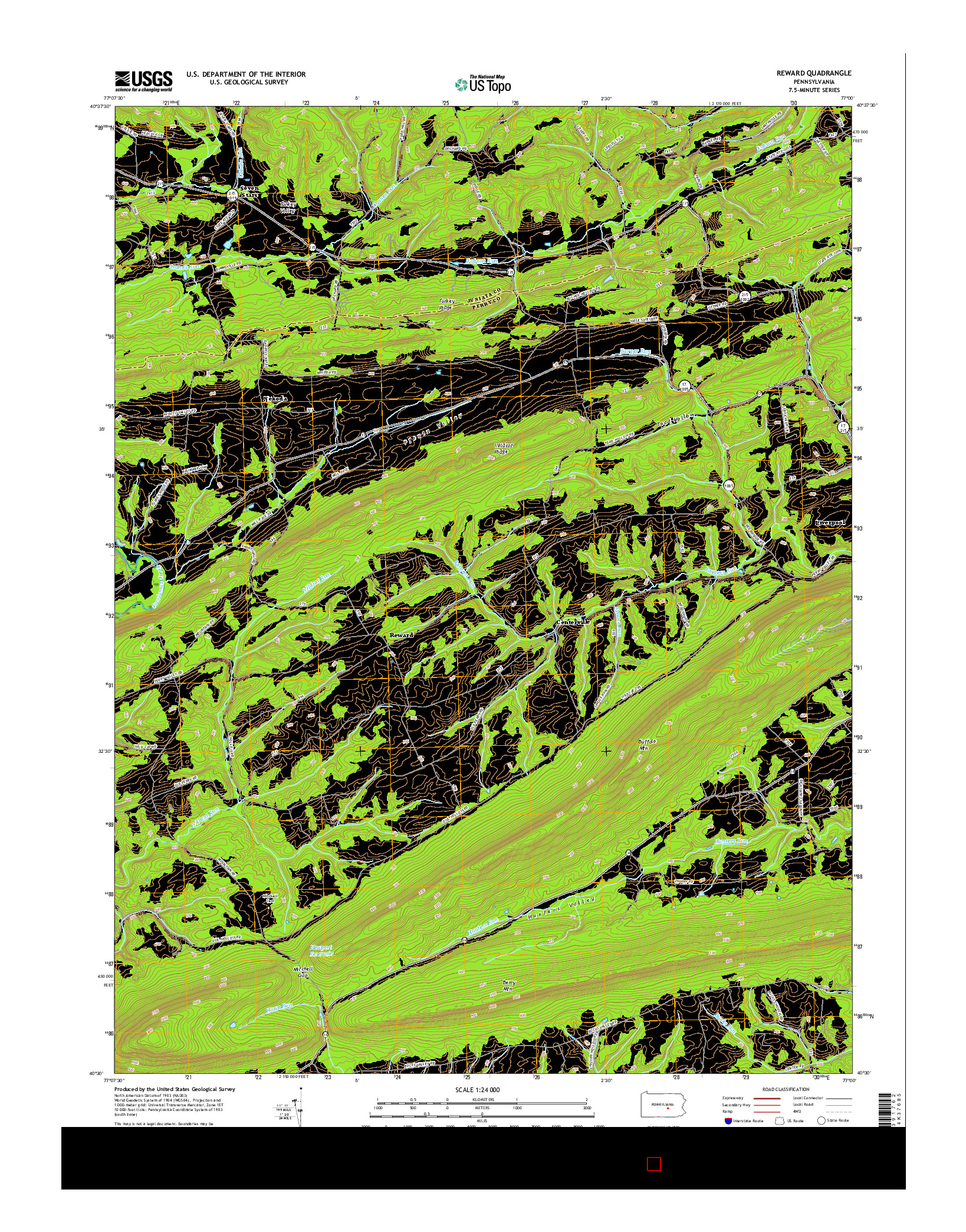 USGS US TOPO 7.5-MINUTE MAP FOR REWARD, PA 2016