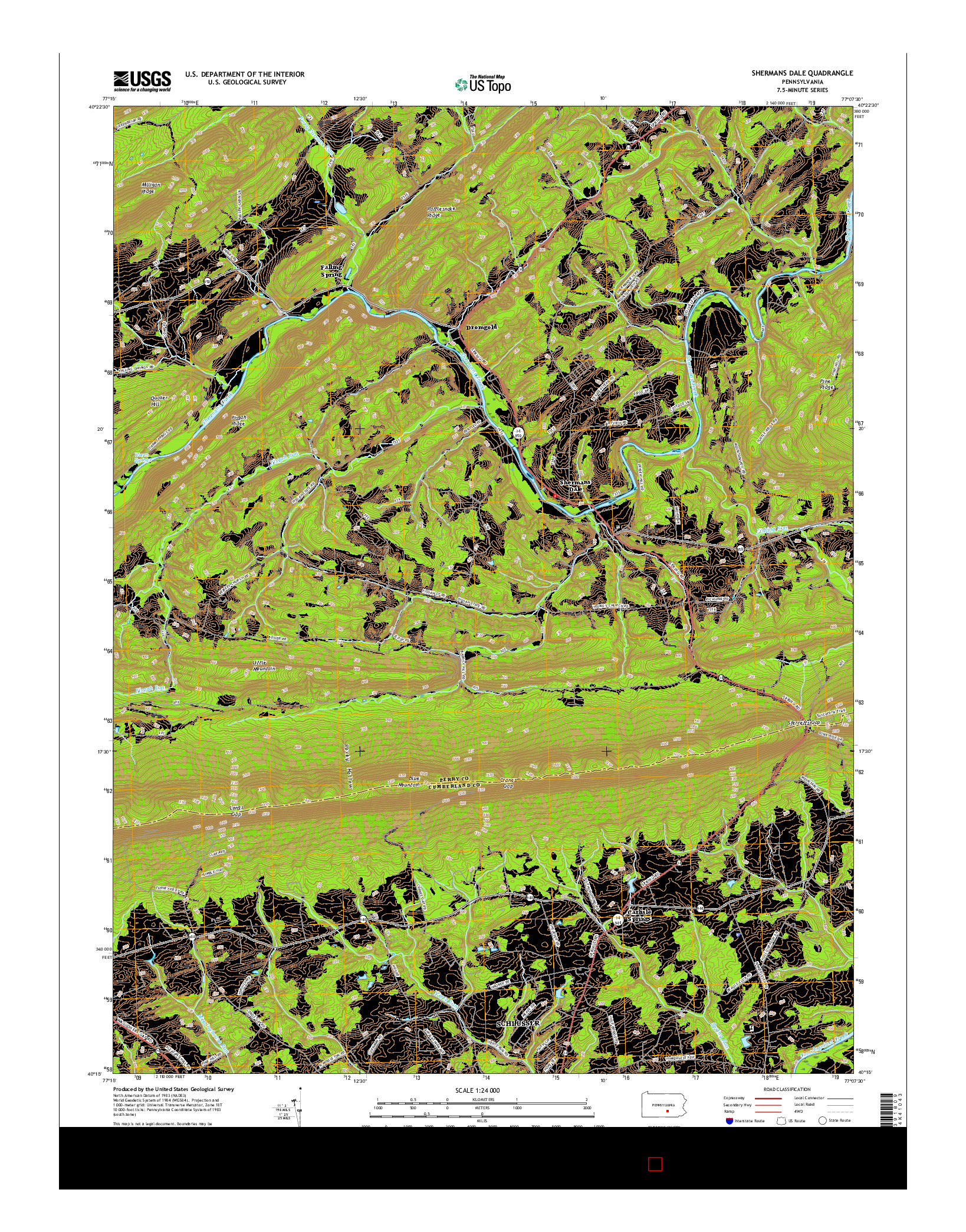 USGS US TOPO 7.5-MINUTE MAP FOR SHERMANS DALE, PA 2016