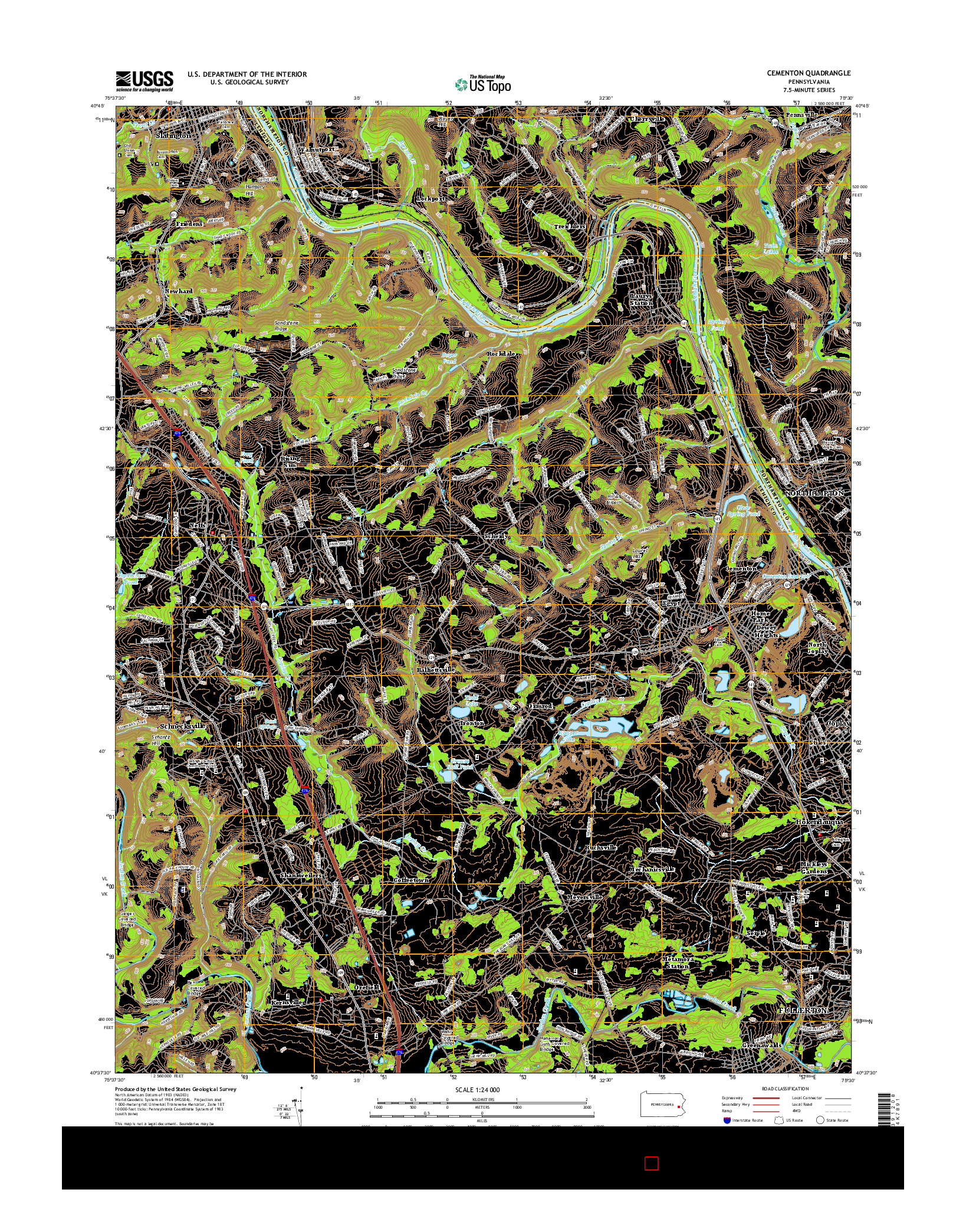 USGS US TOPO 7.5-MINUTE MAP FOR CEMENTON, PA 2016