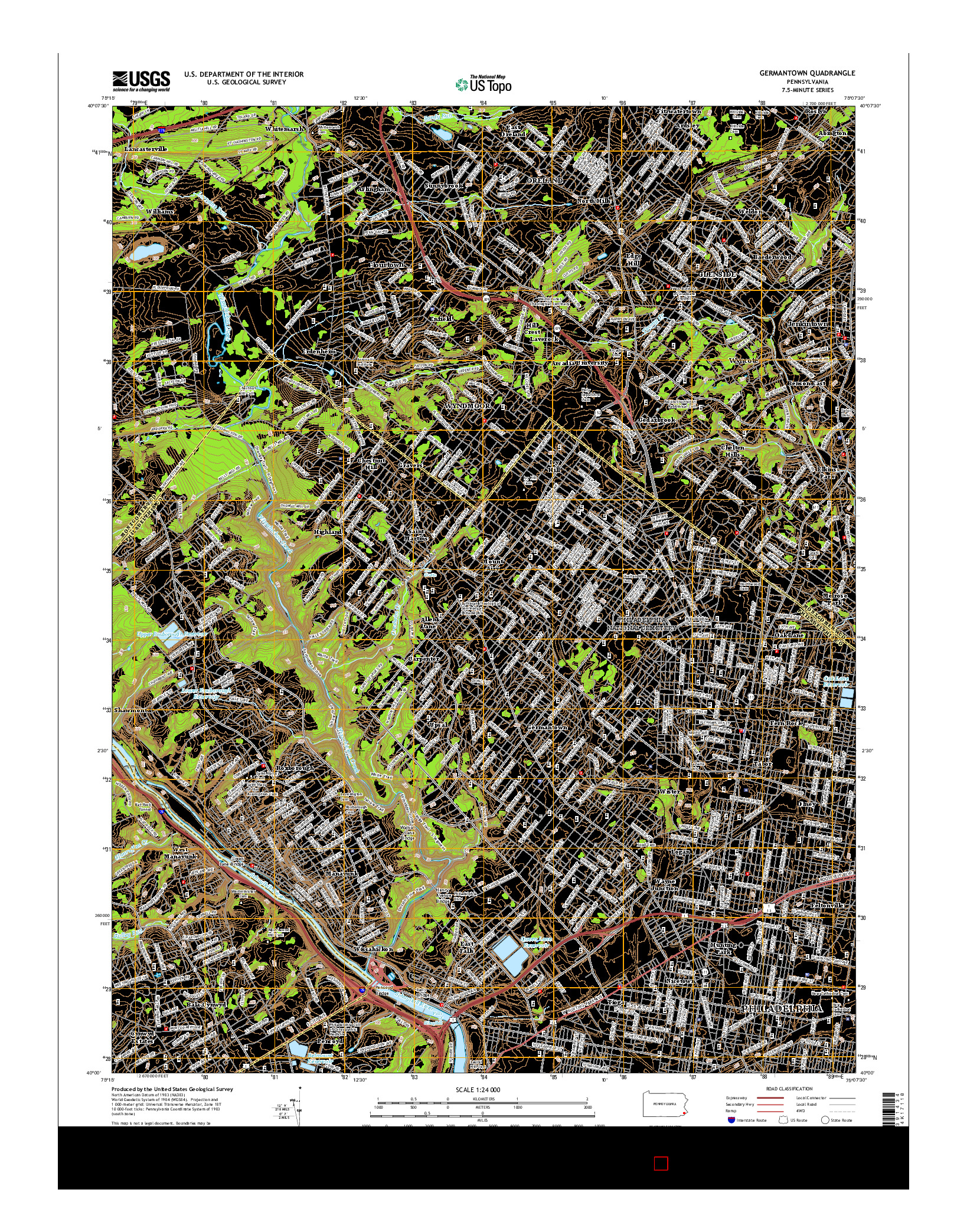 USGS US TOPO 7.5-MINUTE MAP FOR GERMANTOWN, PA 2016
