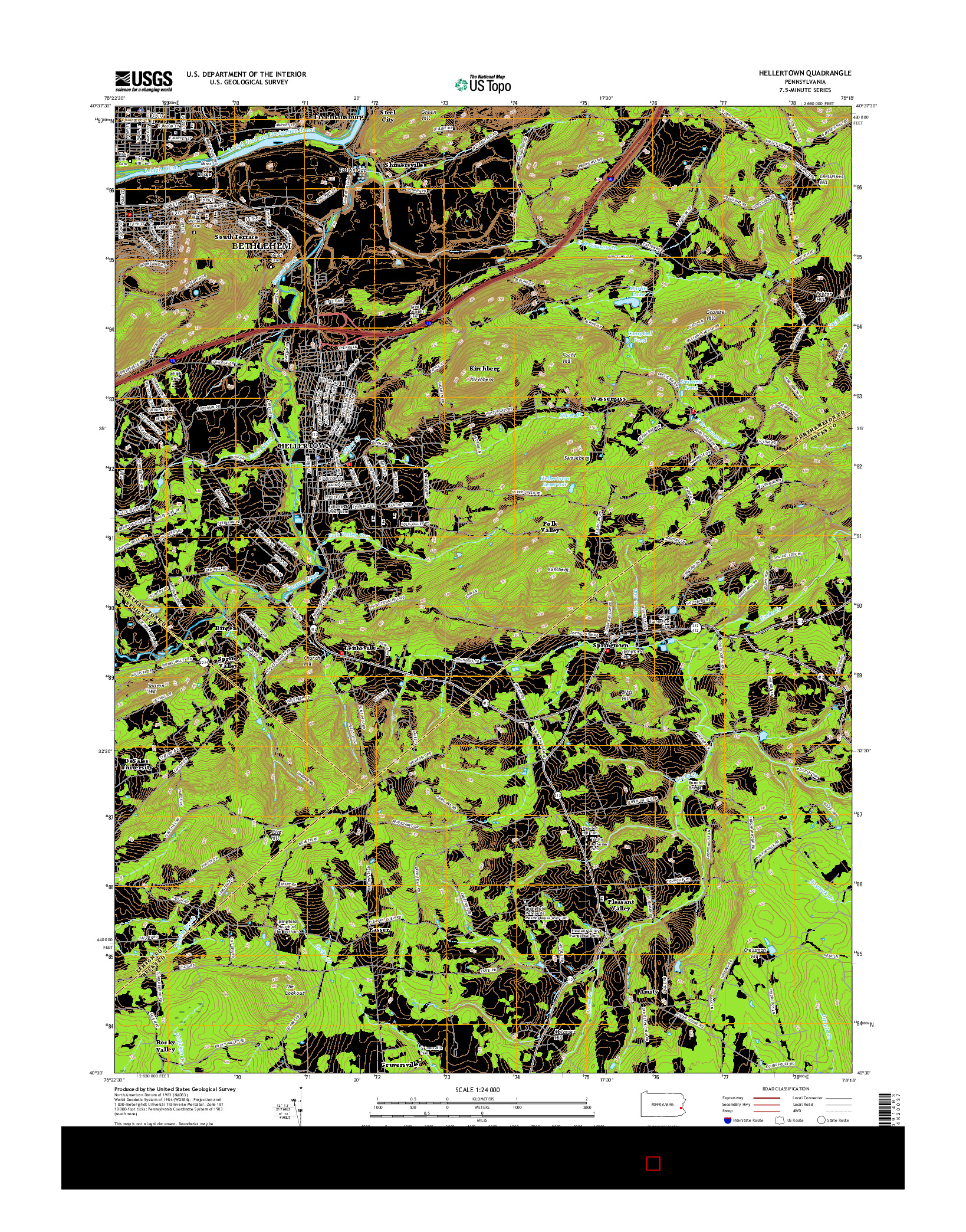 USGS US TOPO 7.5-MINUTE MAP FOR HELLERTOWN, PA 2016