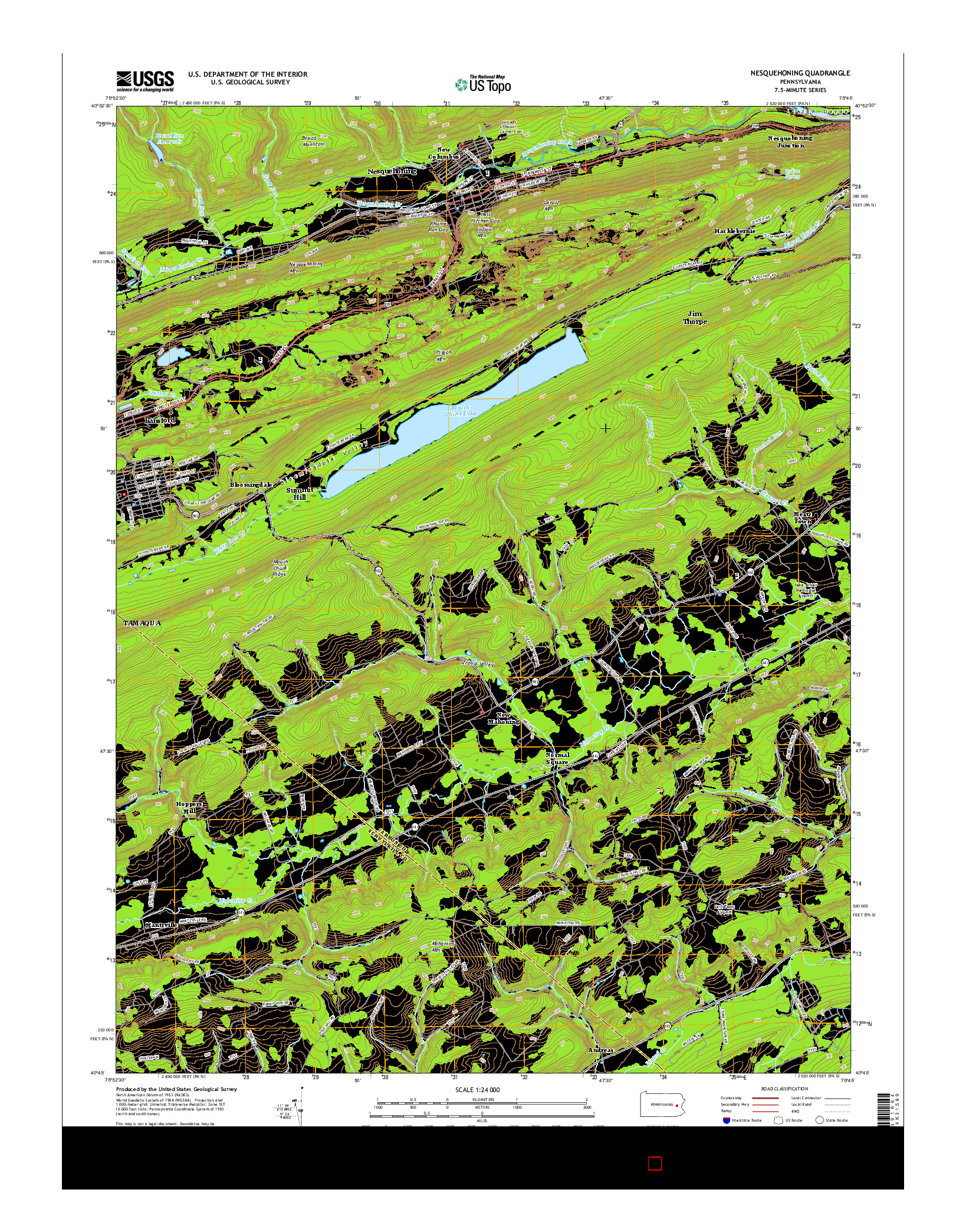 USGS US TOPO 7.5-MINUTE MAP FOR NESQUEHONING, PA 2016