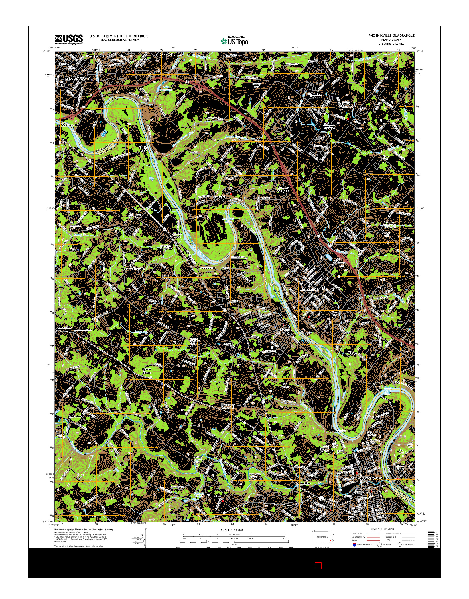 USGS US TOPO 7.5-MINUTE MAP FOR PHOENIXVILLE, PA 2016