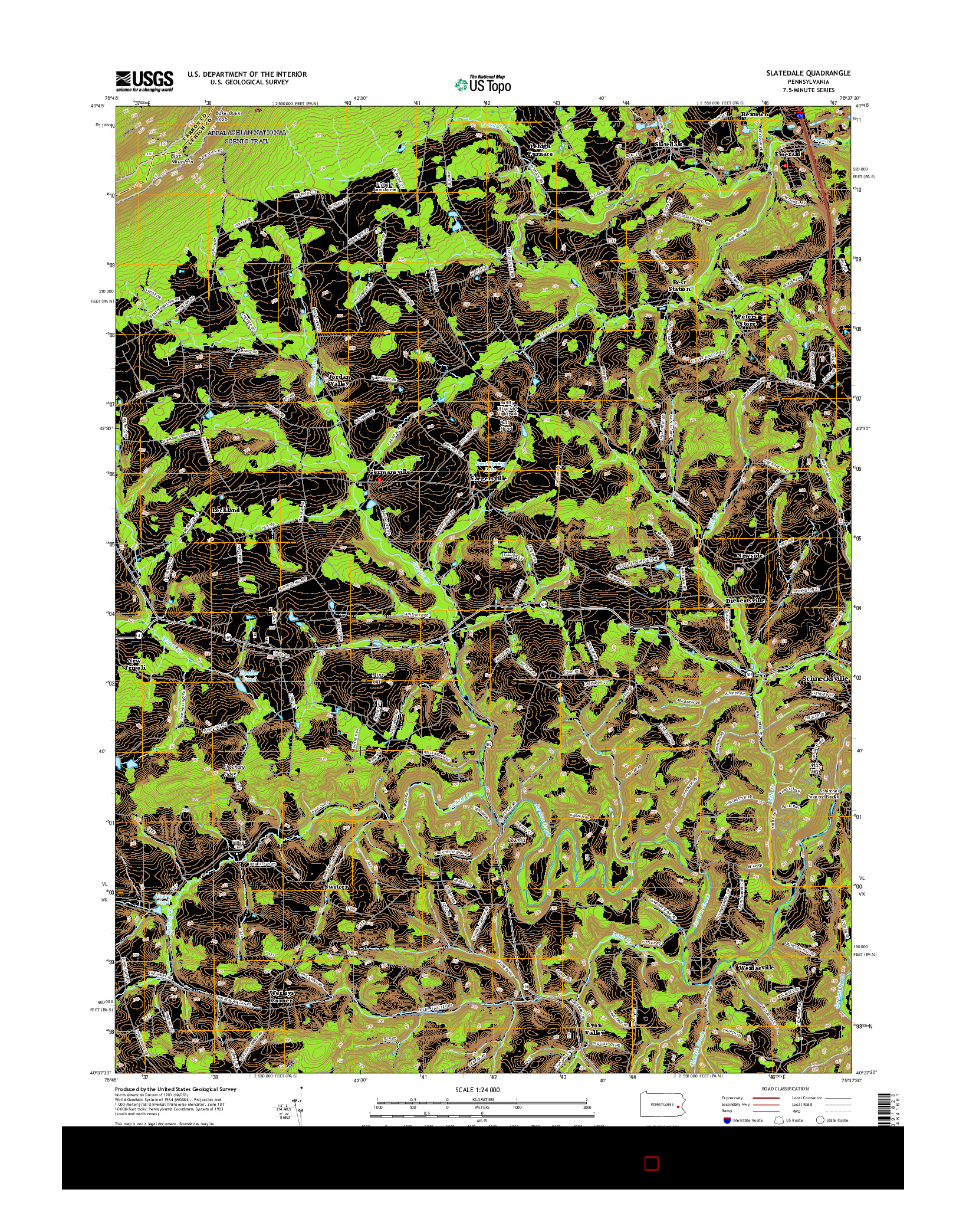 USGS US TOPO 7.5-MINUTE MAP FOR SLATEDALE, PA 2016