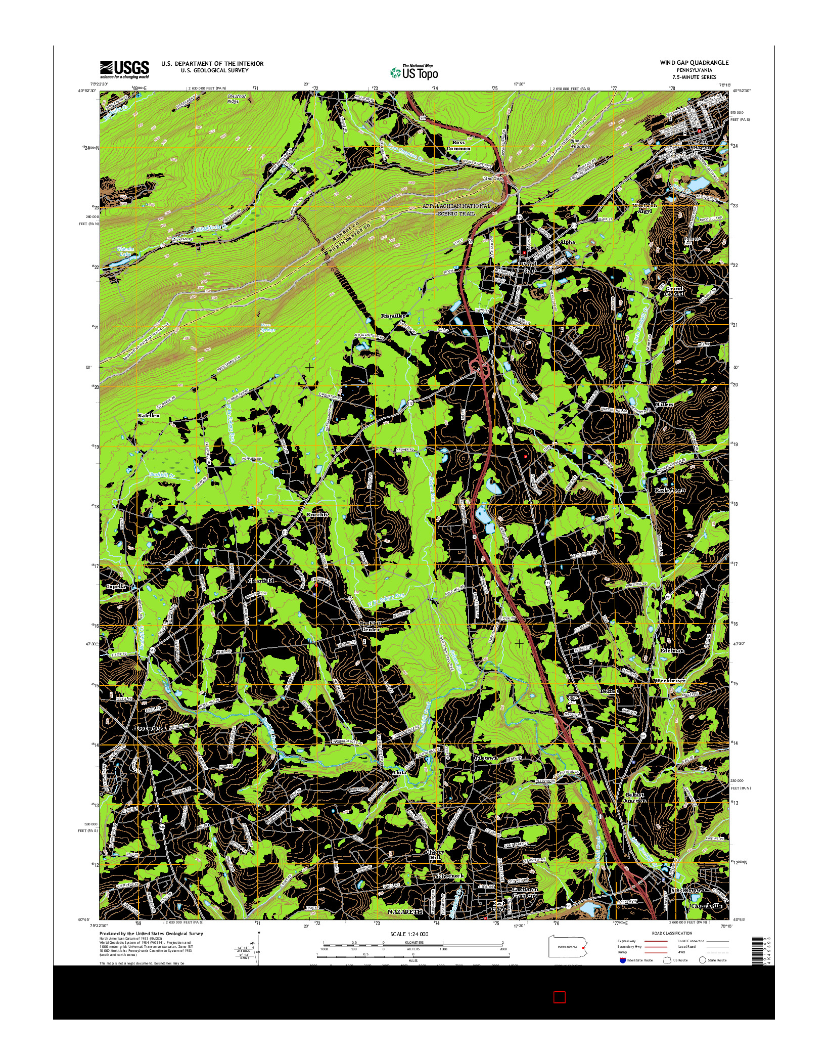 USGS US TOPO 7.5-MINUTE MAP FOR WIND GAP, PA 2016