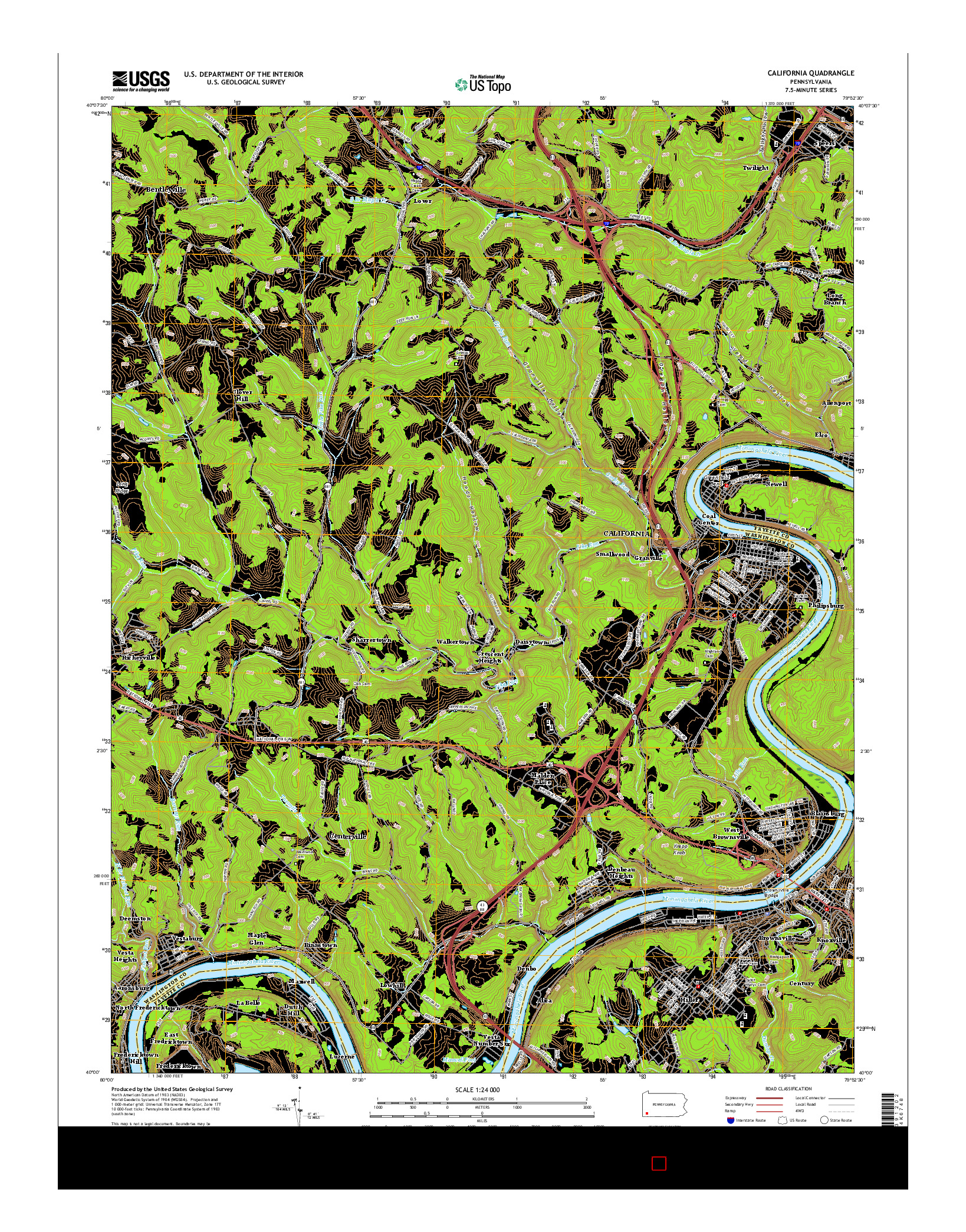 USGS US TOPO 7.5-MINUTE MAP FOR CALIFORNIA, PA 2016