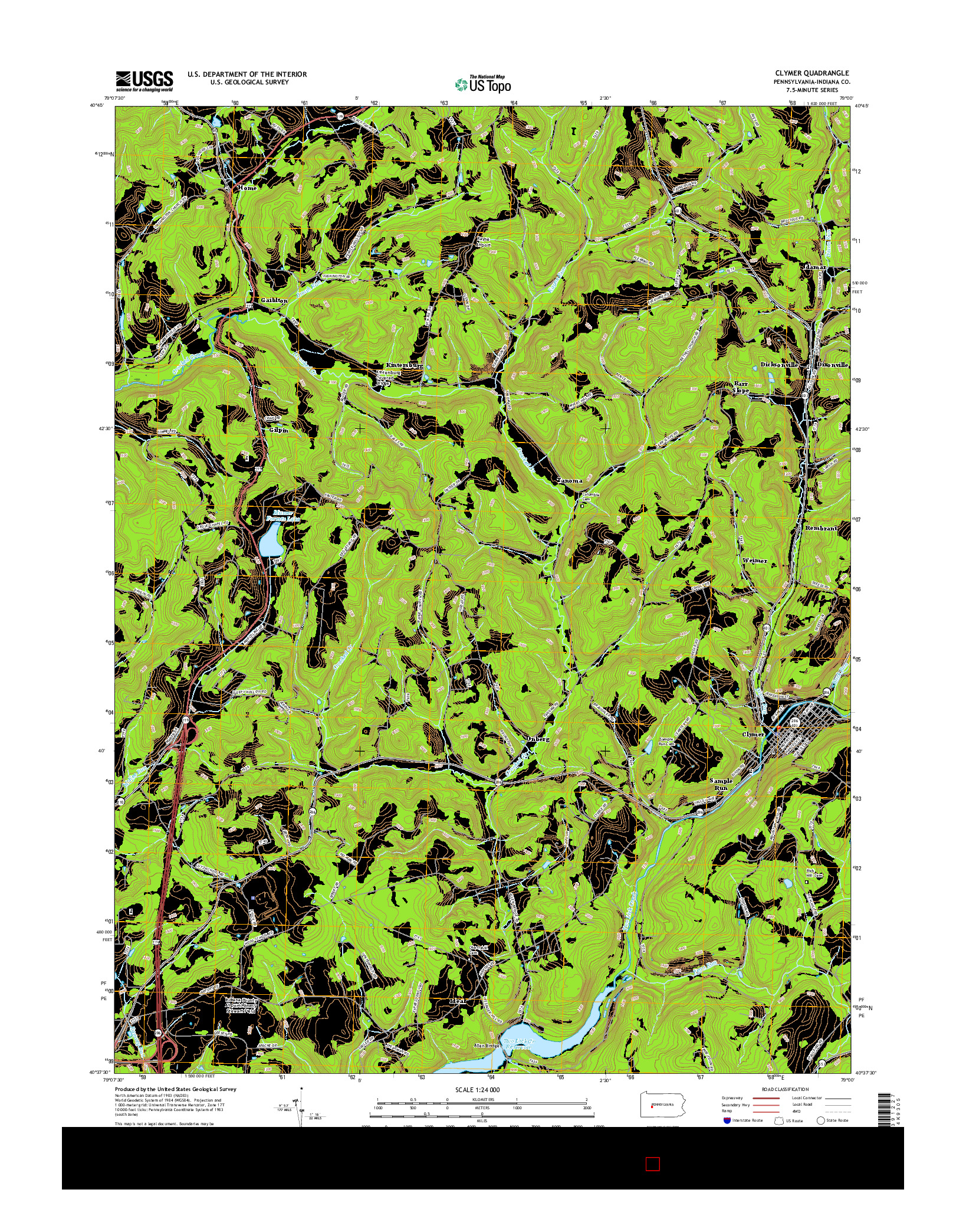 USGS US TOPO 7.5-MINUTE MAP FOR CLYMER, PA 2016