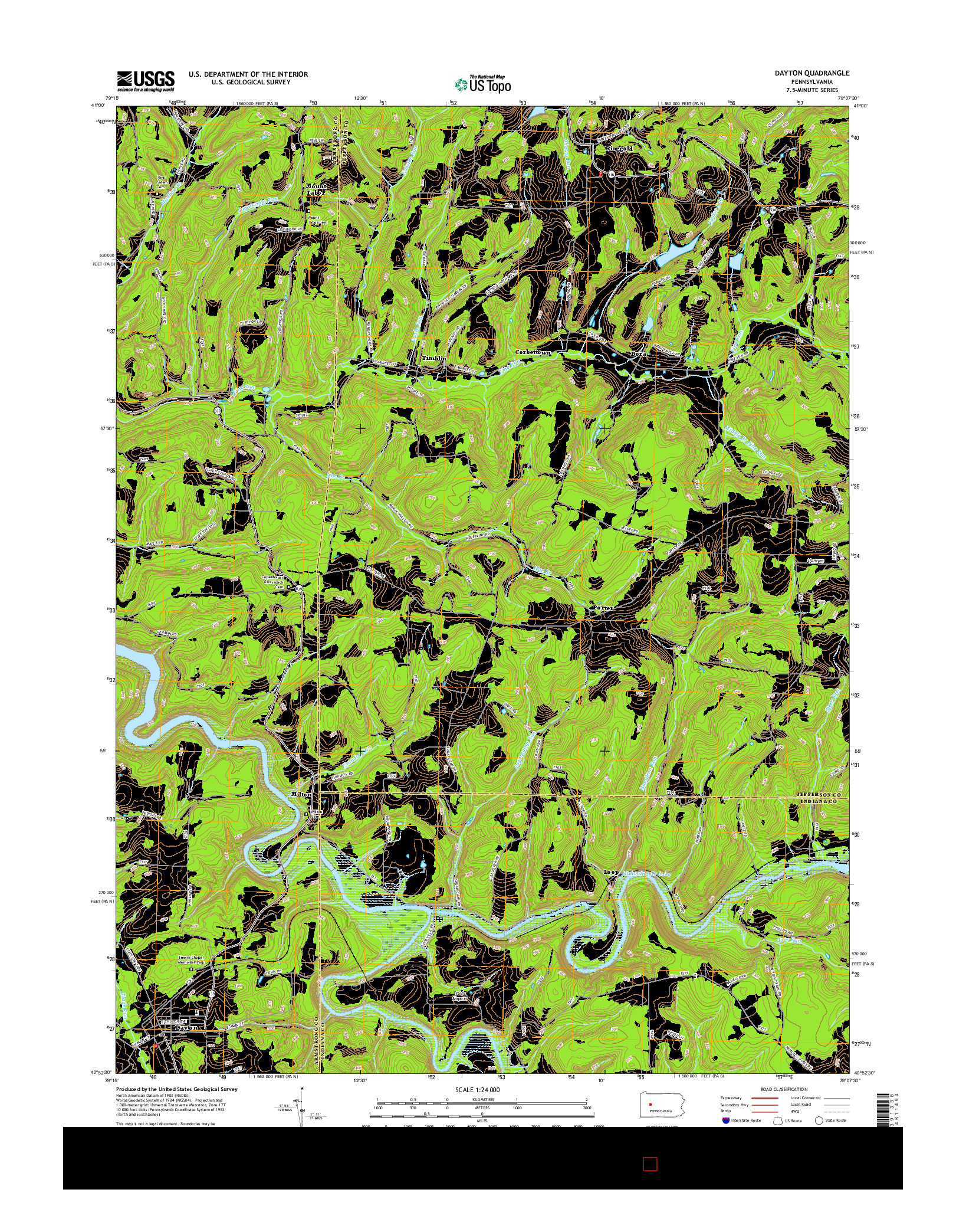 USGS US TOPO 7.5-MINUTE MAP FOR DAYTON, PA 2016