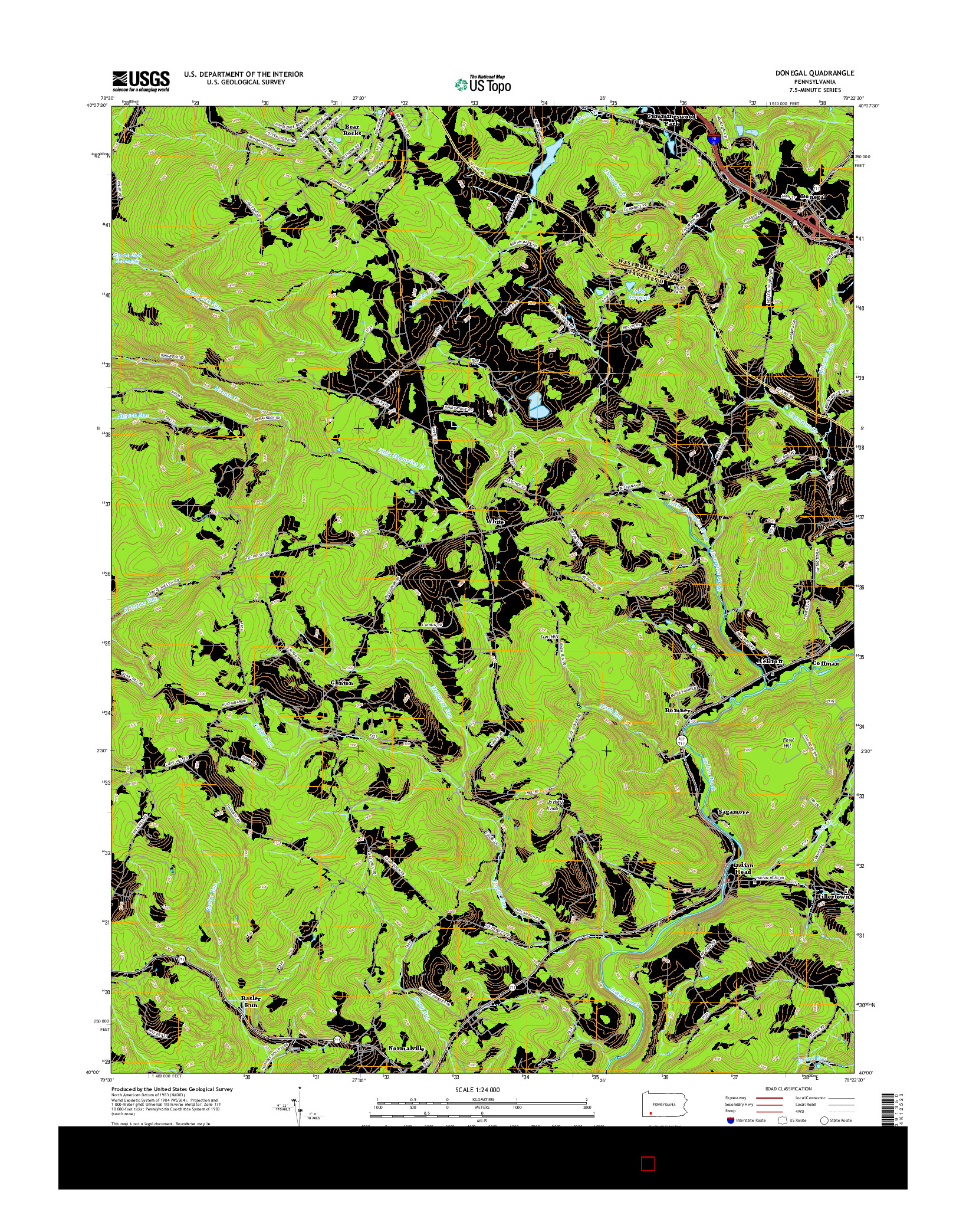 USGS US TOPO 7.5-MINUTE MAP FOR DONEGAL, PA 2016