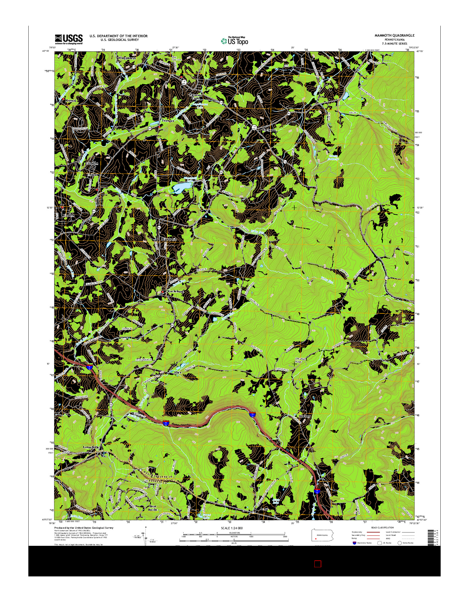 USGS US TOPO 7.5-MINUTE MAP FOR MAMMOTH, PA 2016