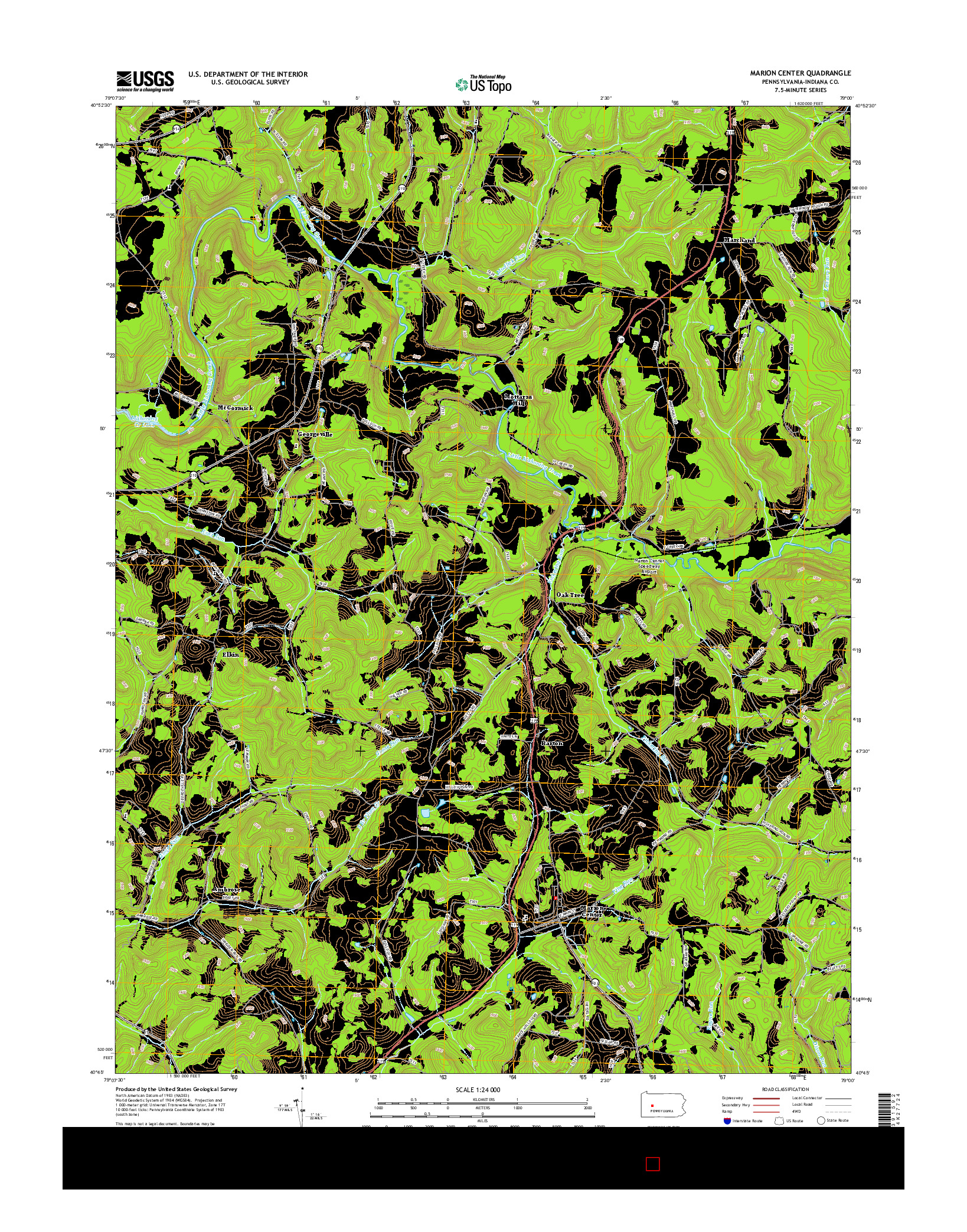 USGS US TOPO 7.5-MINUTE MAP FOR MARION CENTER, PA 2016