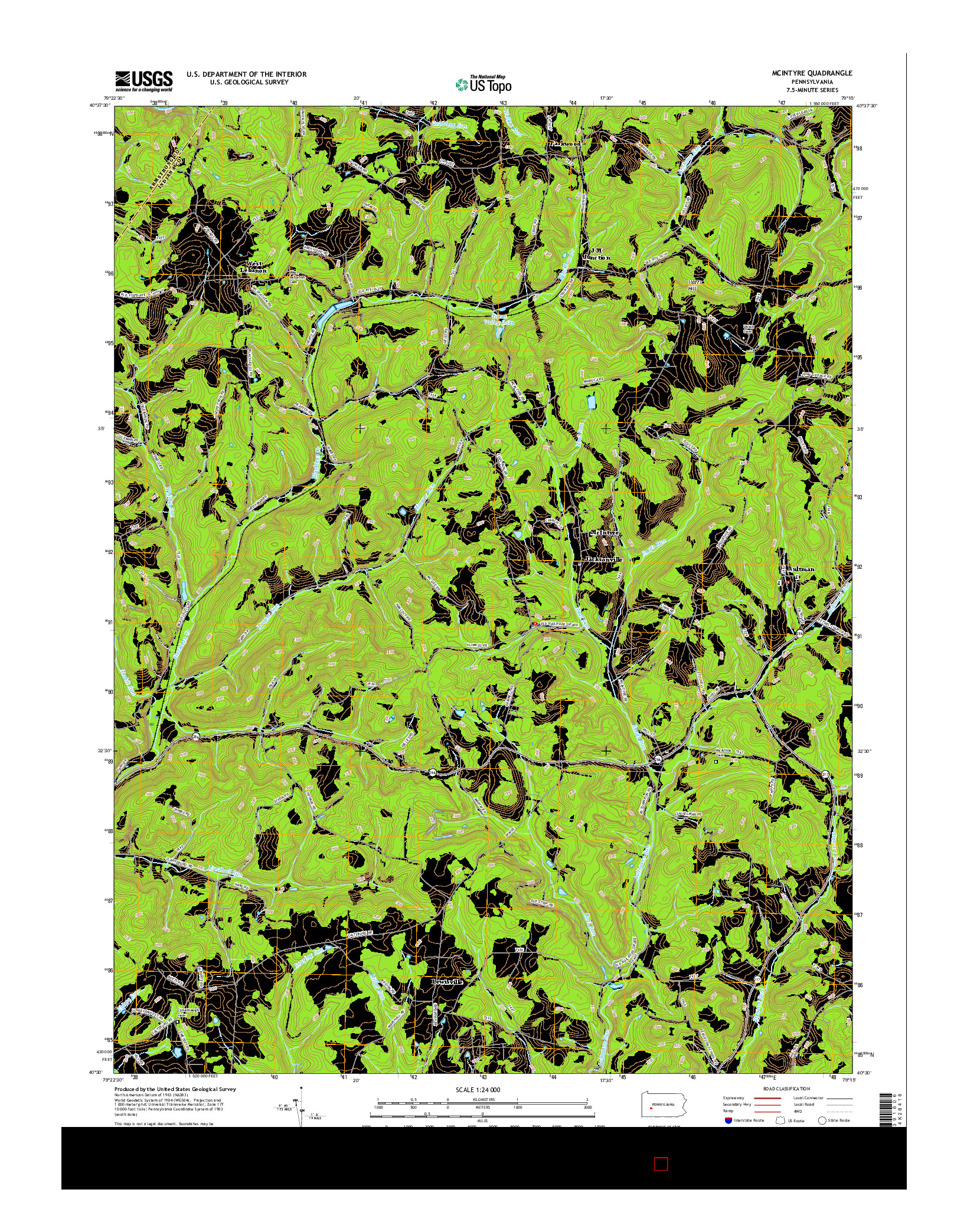 USGS US TOPO 7.5-MINUTE MAP FOR MCINTYRE, PA 2016