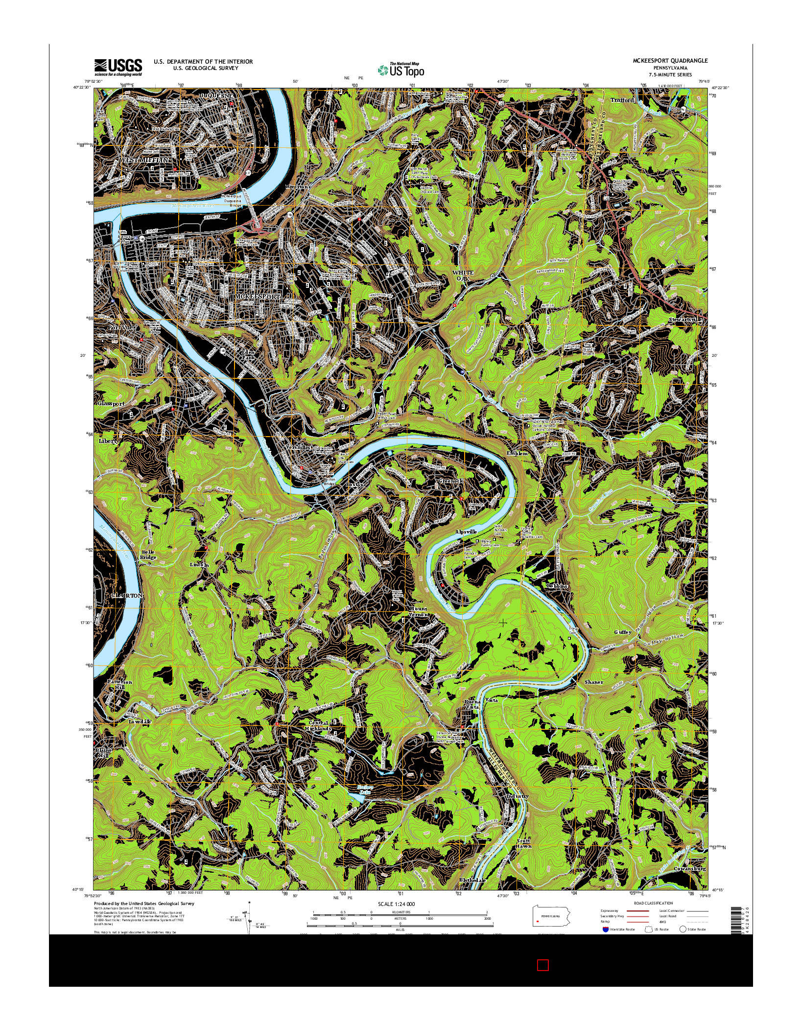 USGS US TOPO 7.5-MINUTE MAP FOR MCKEESPORT, PA 2016