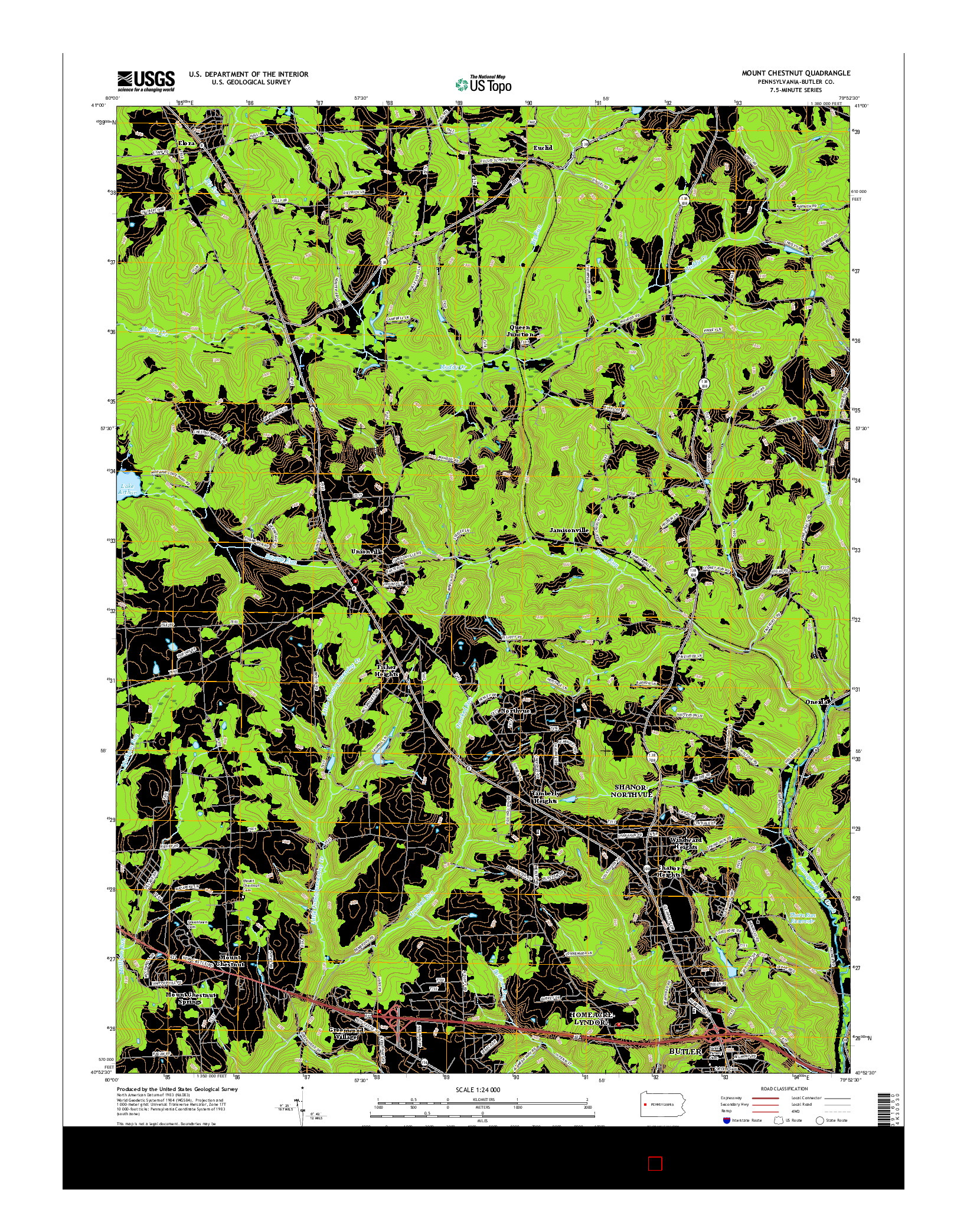 USGS US TOPO 7.5-MINUTE MAP FOR MOUNT CHESTNUT, PA 2016