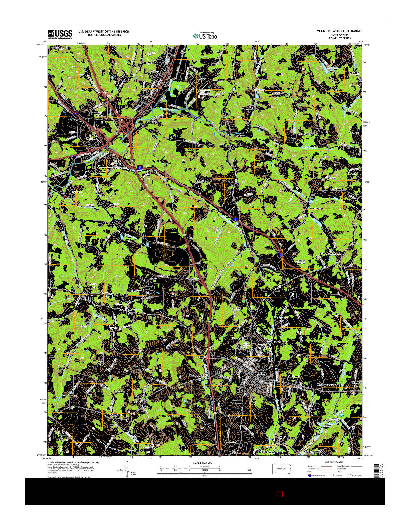 USGS US TOPO 7.5-MINUTE MAP FOR MOUNT PLEASANT, PA 2016