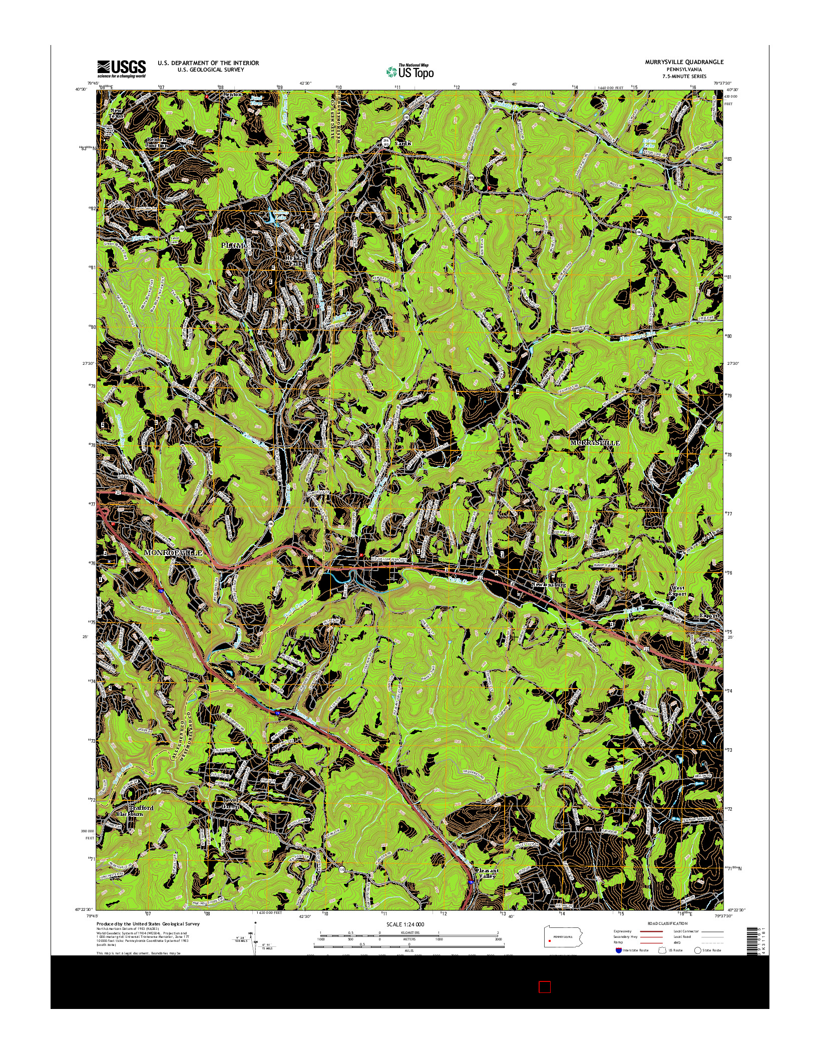 USGS US TOPO 7.5-MINUTE MAP FOR MURRYSVILLE, PA 2016