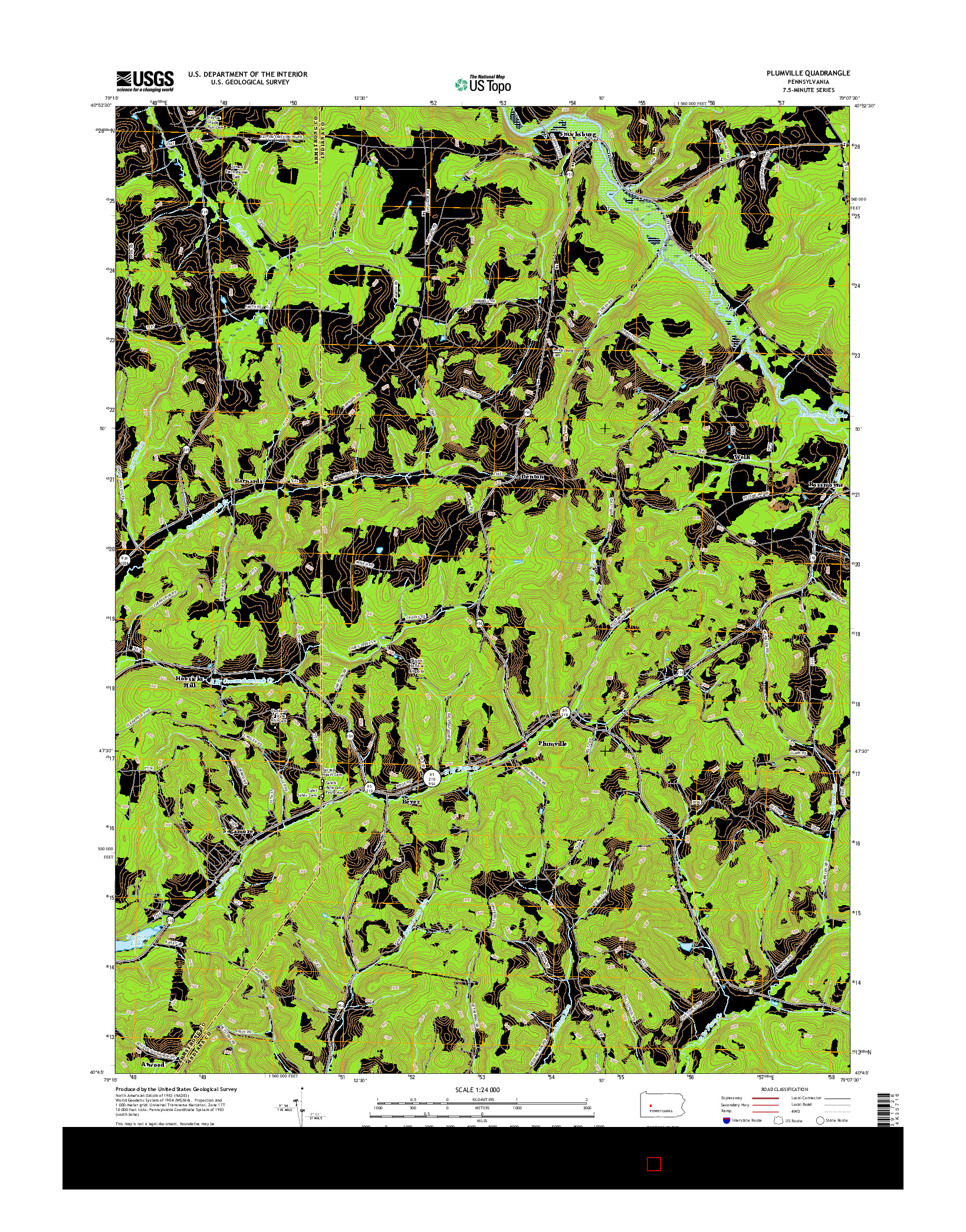 USGS US TOPO 7.5-MINUTE MAP FOR PLUMVILLE, PA 2016