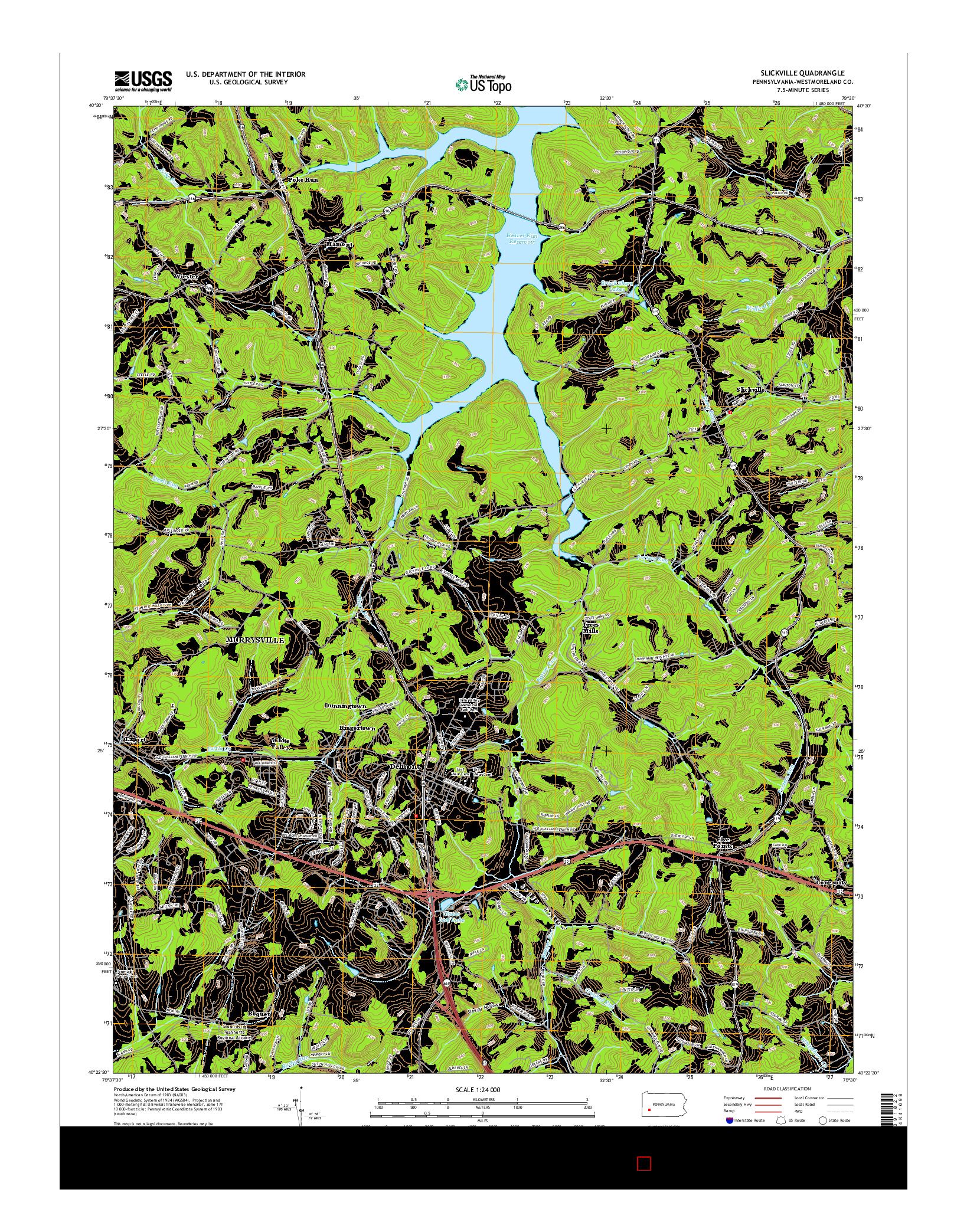 USGS US TOPO 7.5-MINUTE MAP FOR SLICKVILLE, PA 2016