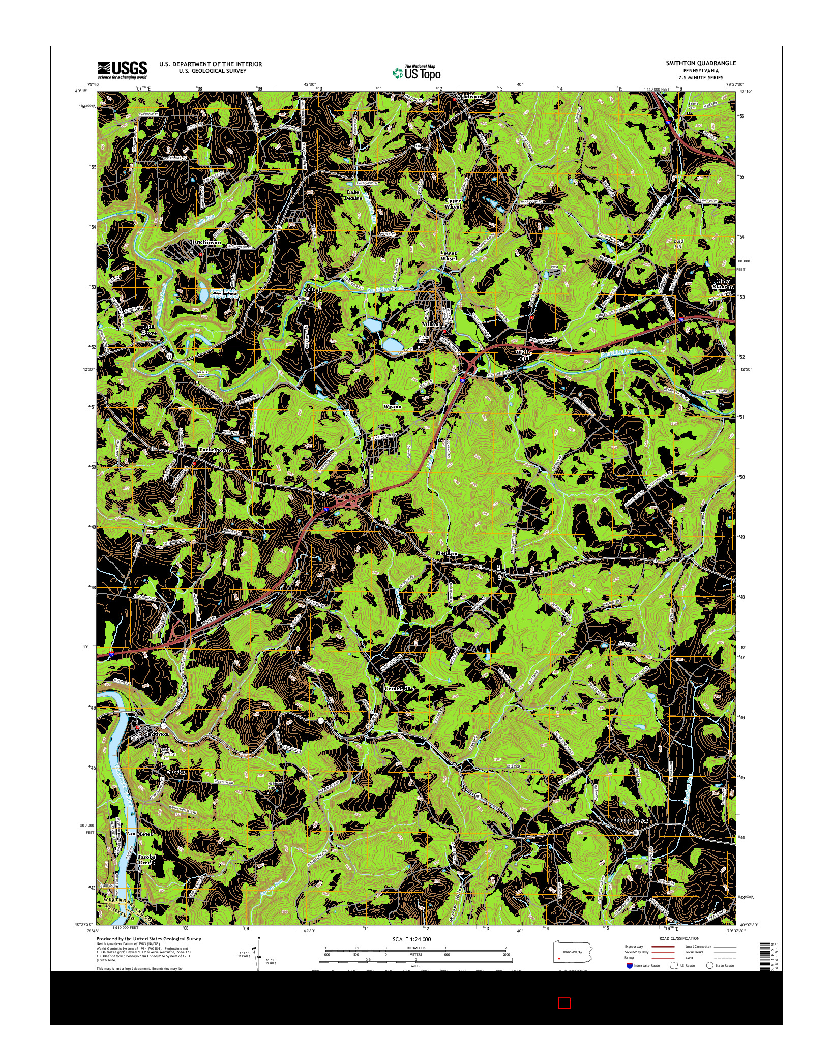 USGS US TOPO 7.5-MINUTE MAP FOR SMITHTON, PA 2016