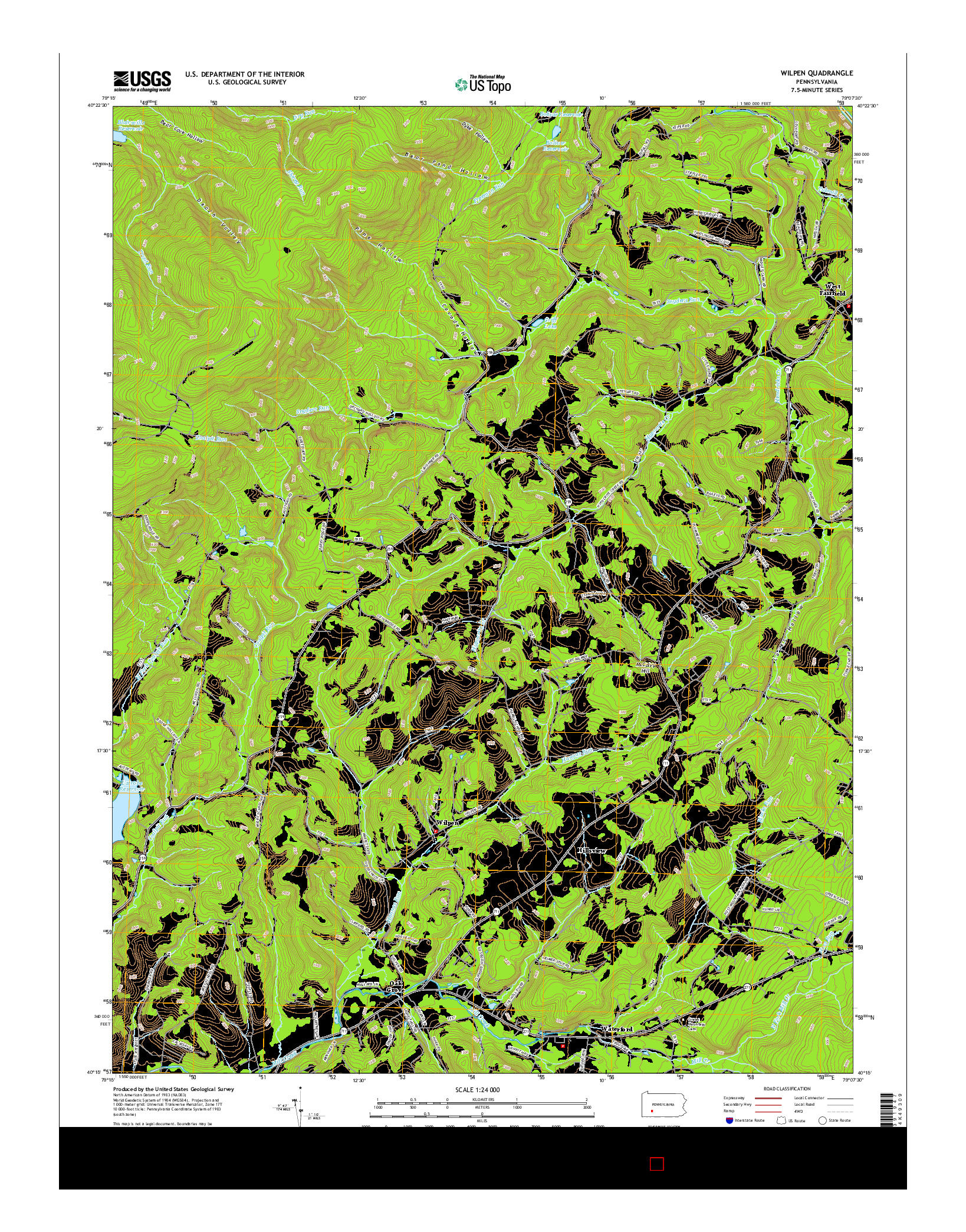 USGS US TOPO 7.5-MINUTE MAP FOR WILPEN, PA 2016