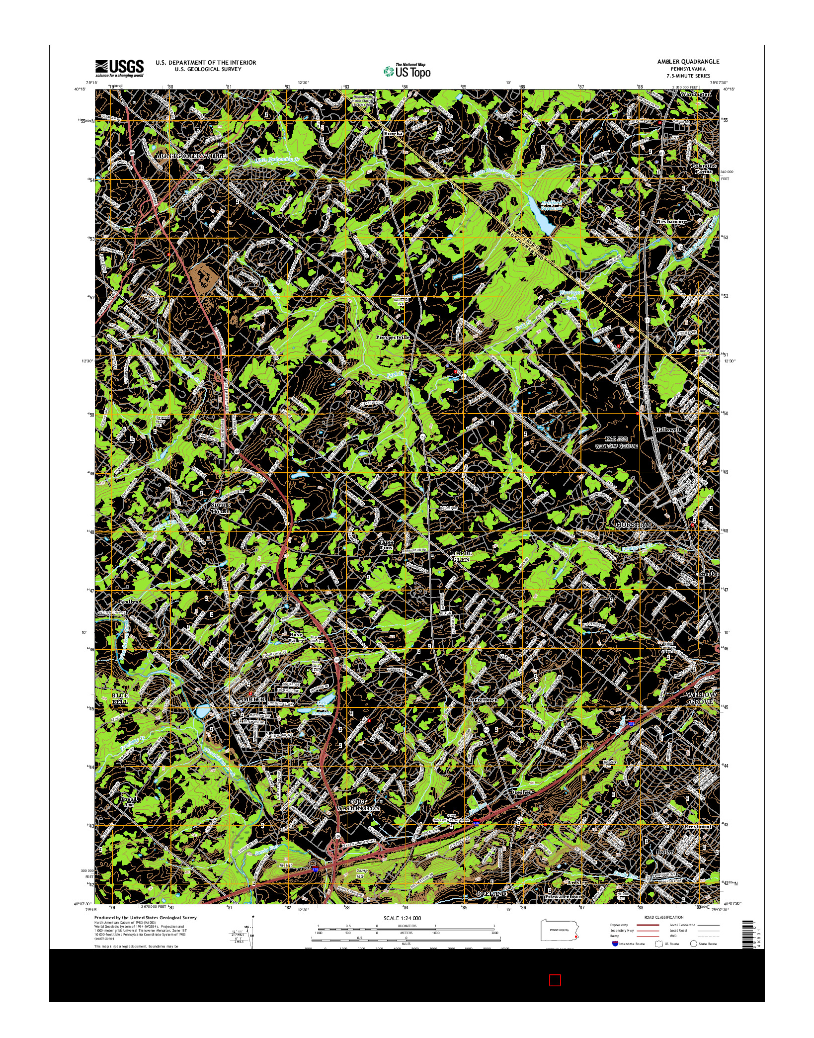 USGS US TOPO 7.5-MINUTE MAP FOR AMBLER, PA 2016