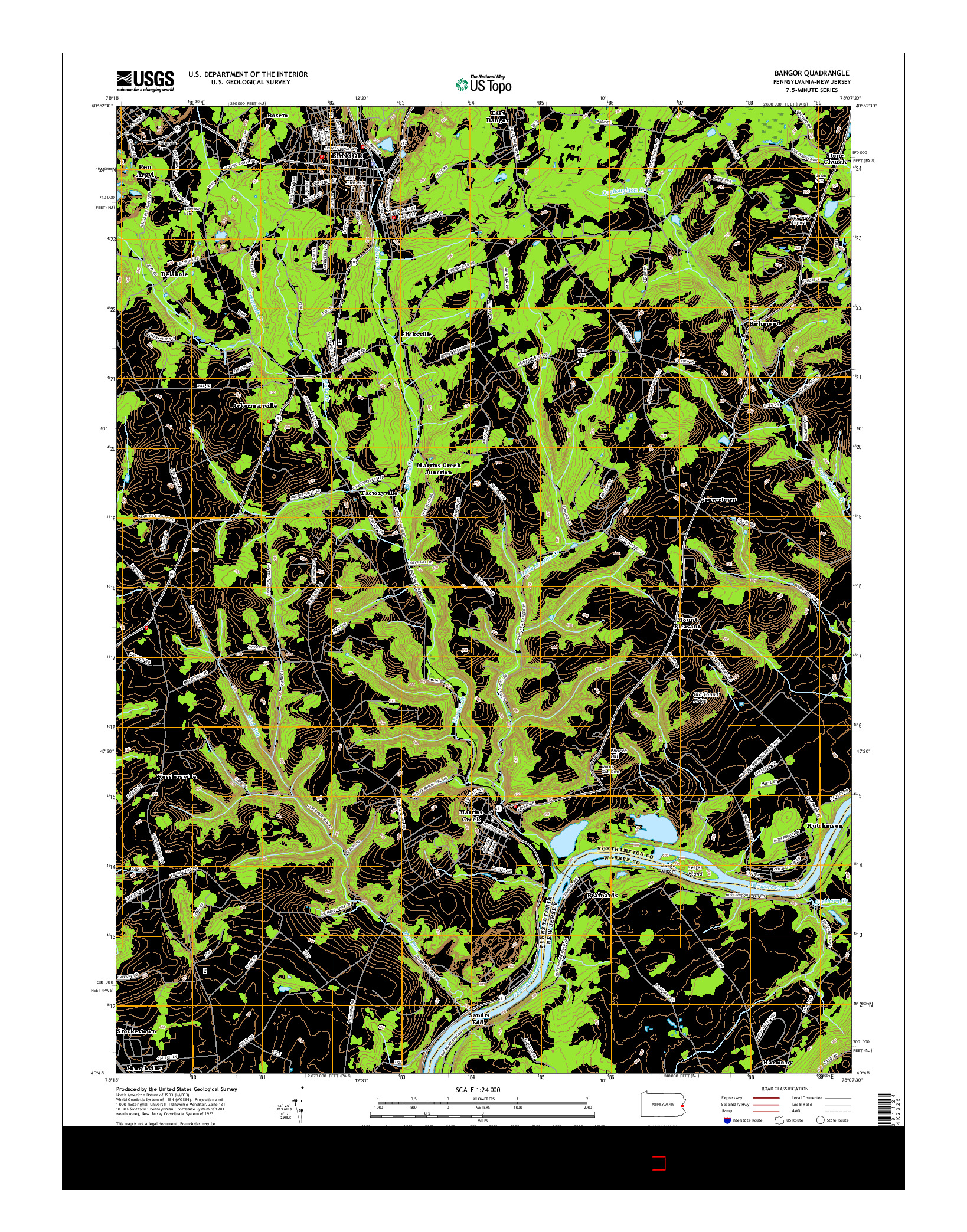 USGS US TOPO 7.5-MINUTE MAP FOR BANGOR, PA-NJ 2016