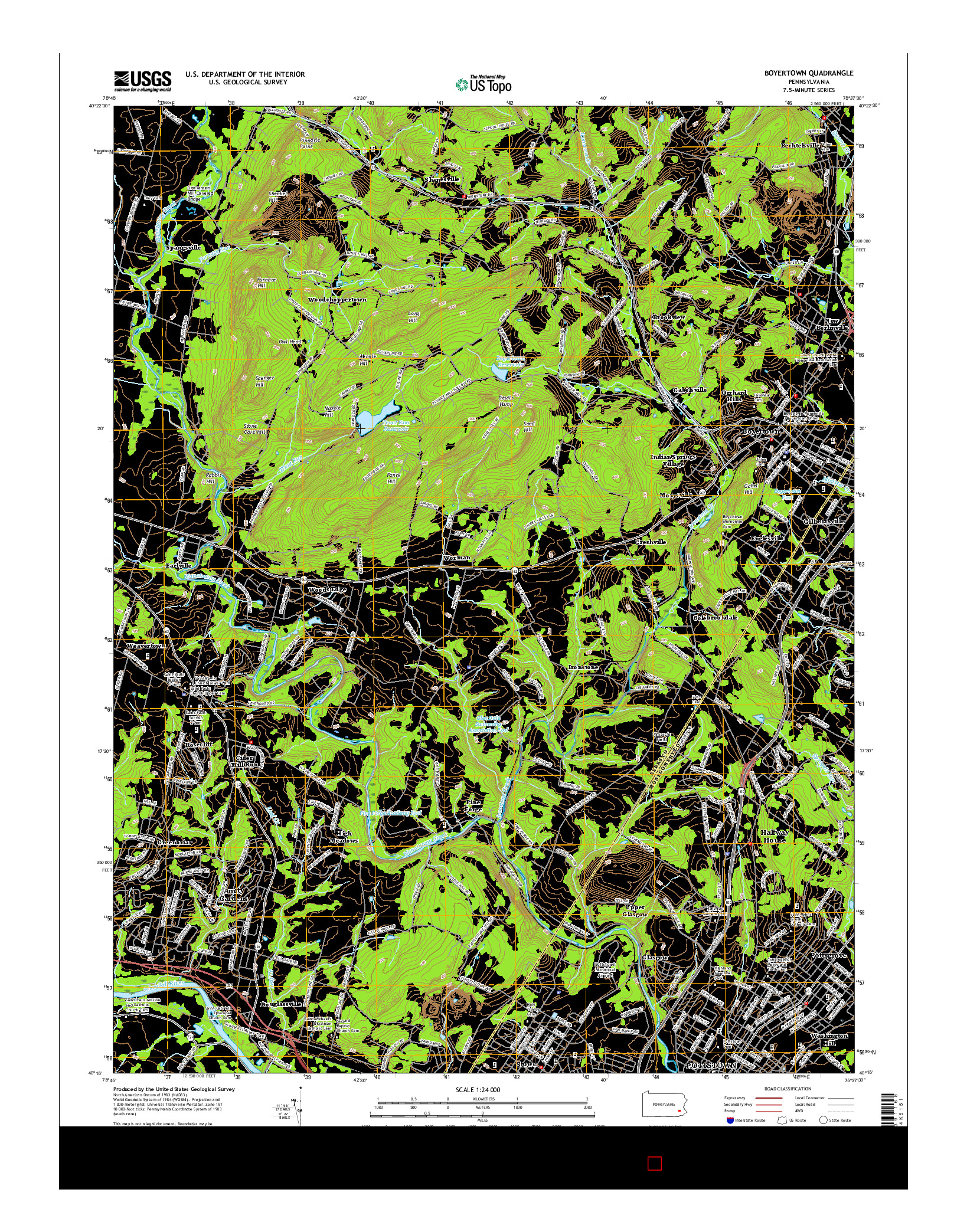 USGS US TOPO 7.5-MINUTE MAP FOR BOYERTOWN, PA 2016