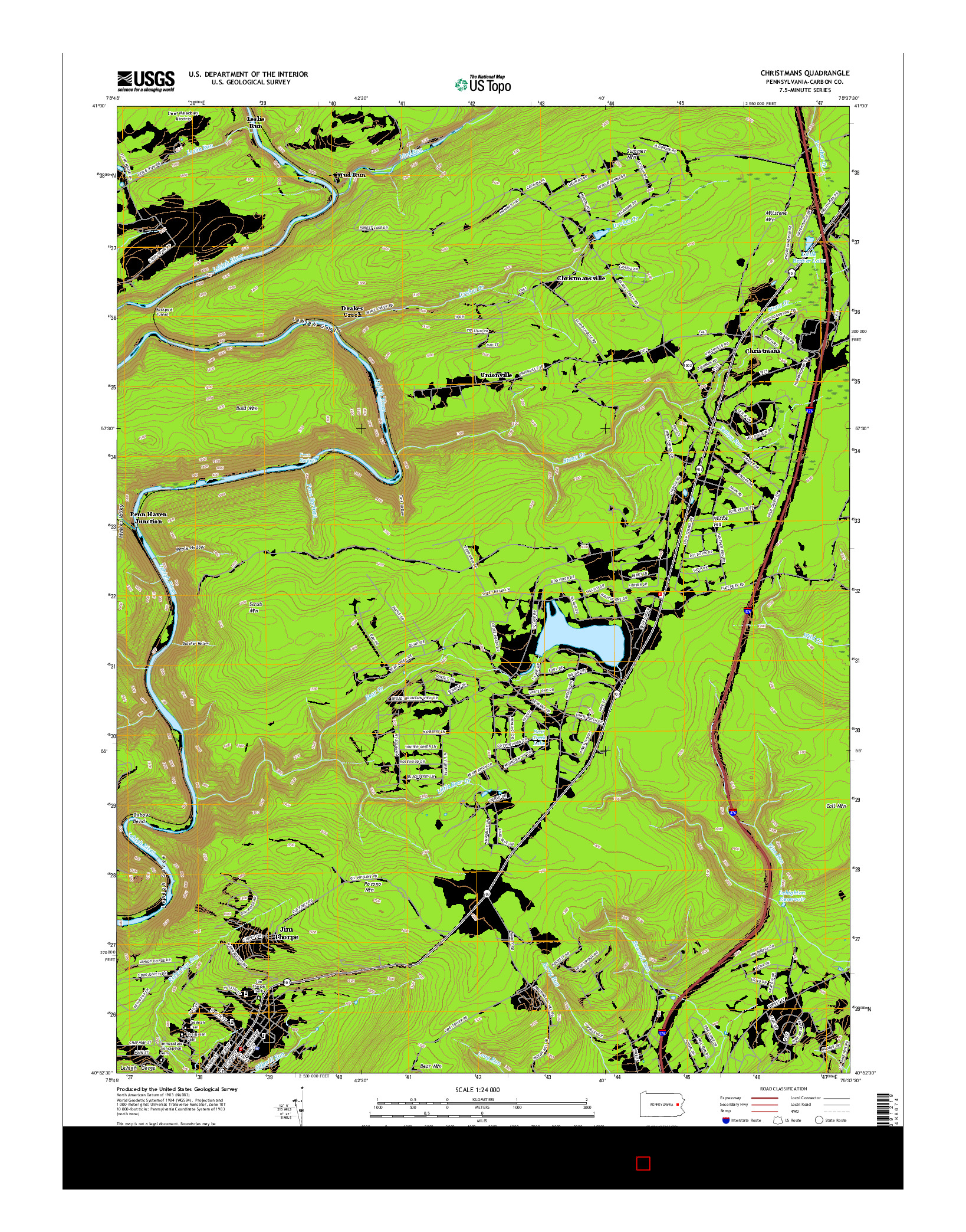 USGS US TOPO 7.5-MINUTE MAP FOR CHRISTMANS, PA 2016