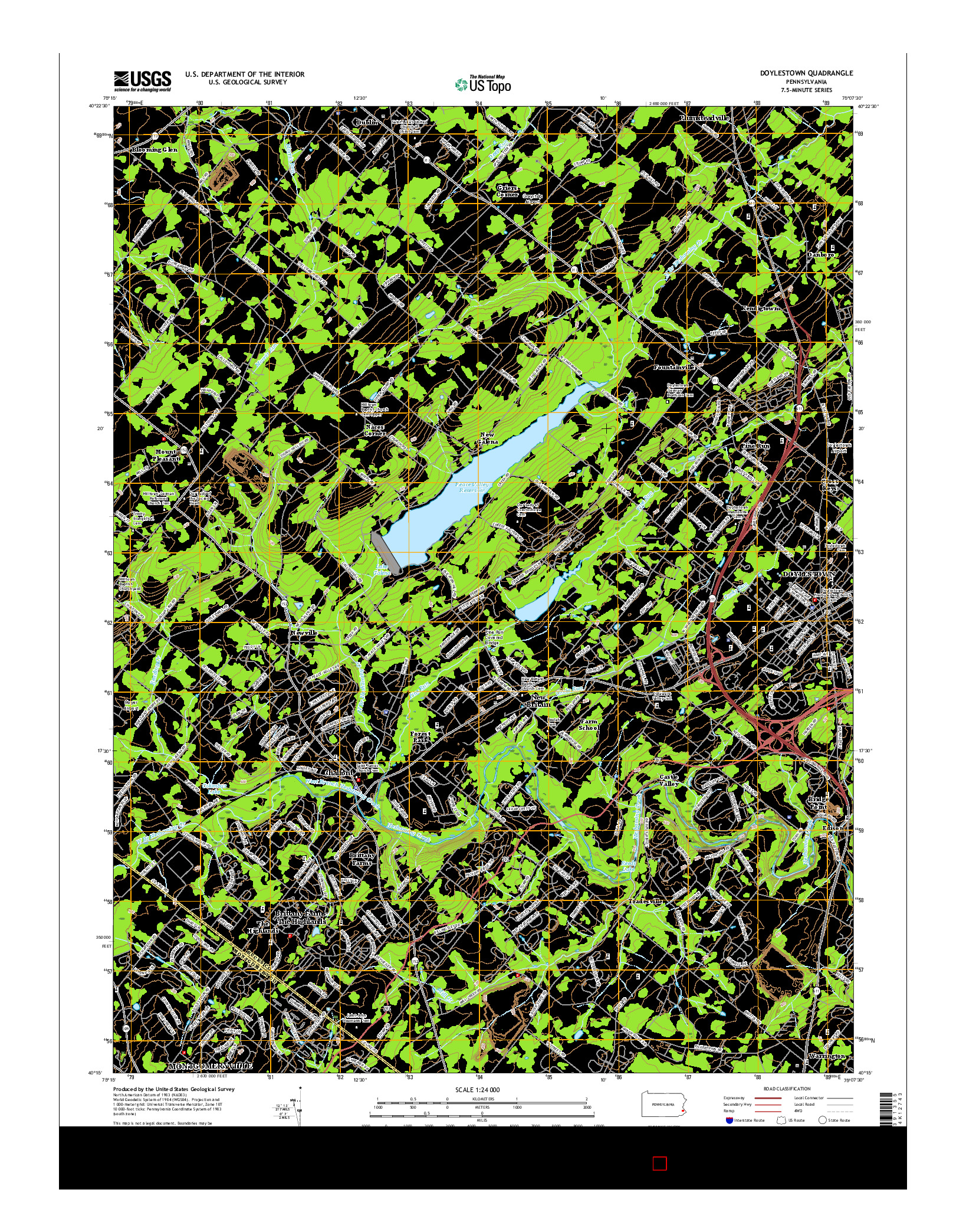 USGS US TOPO 7.5-MINUTE MAP FOR DOYLESTOWN, PA 2016