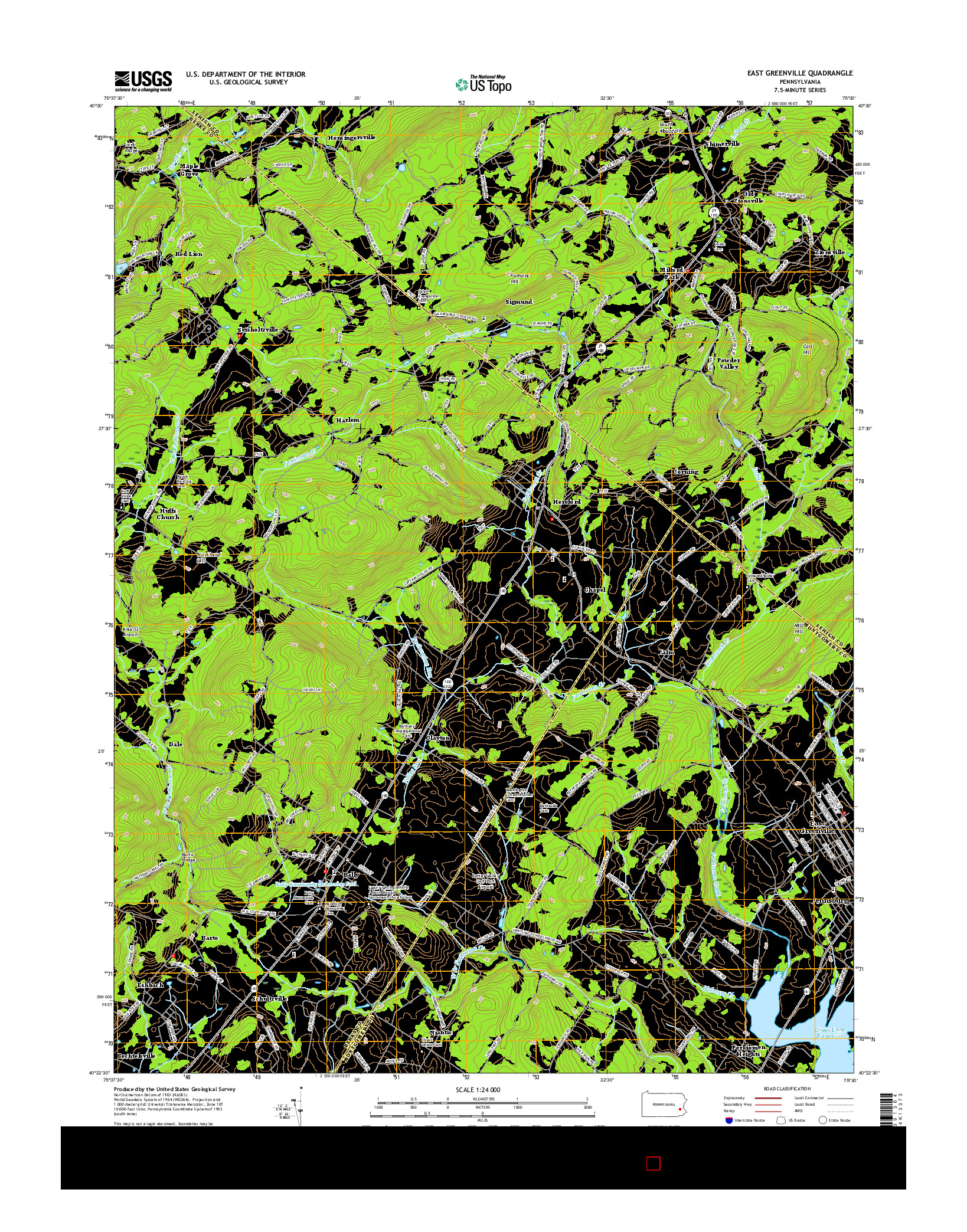 USGS US TOPO 7.5-MINUTE MAP FOR EAST GREENVILLE, PA 2016