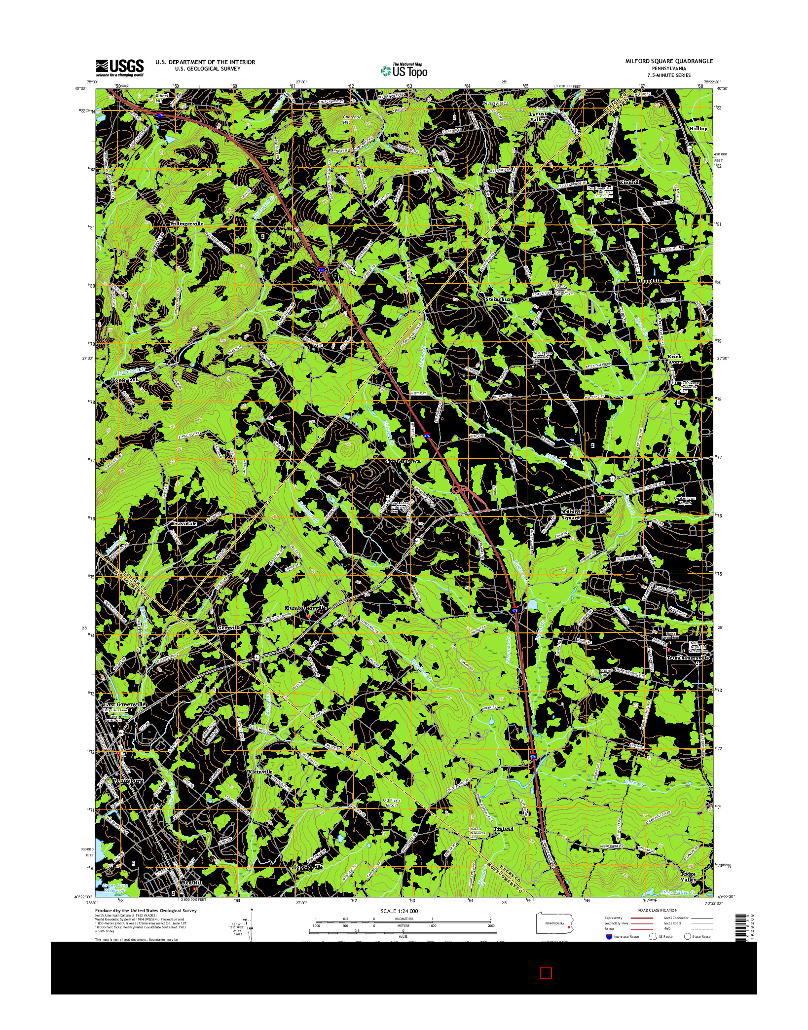 USGS US TOPO 7.5-MINUTE MAP FOR MILFORD SQUARE, PA 2016