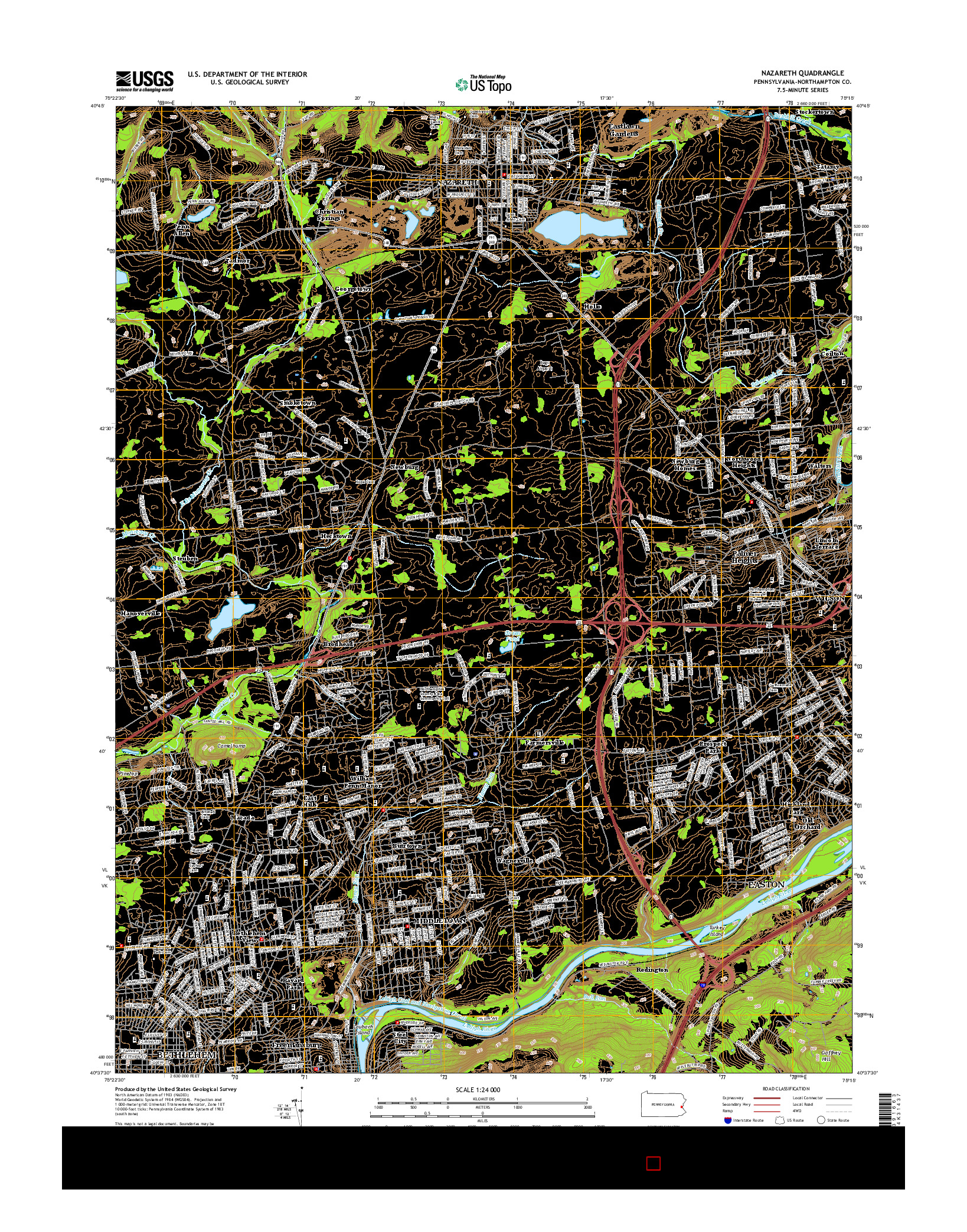 USGS US TOPO 7.5-MINUTE MAP FOR NAZARETH, PA 2016