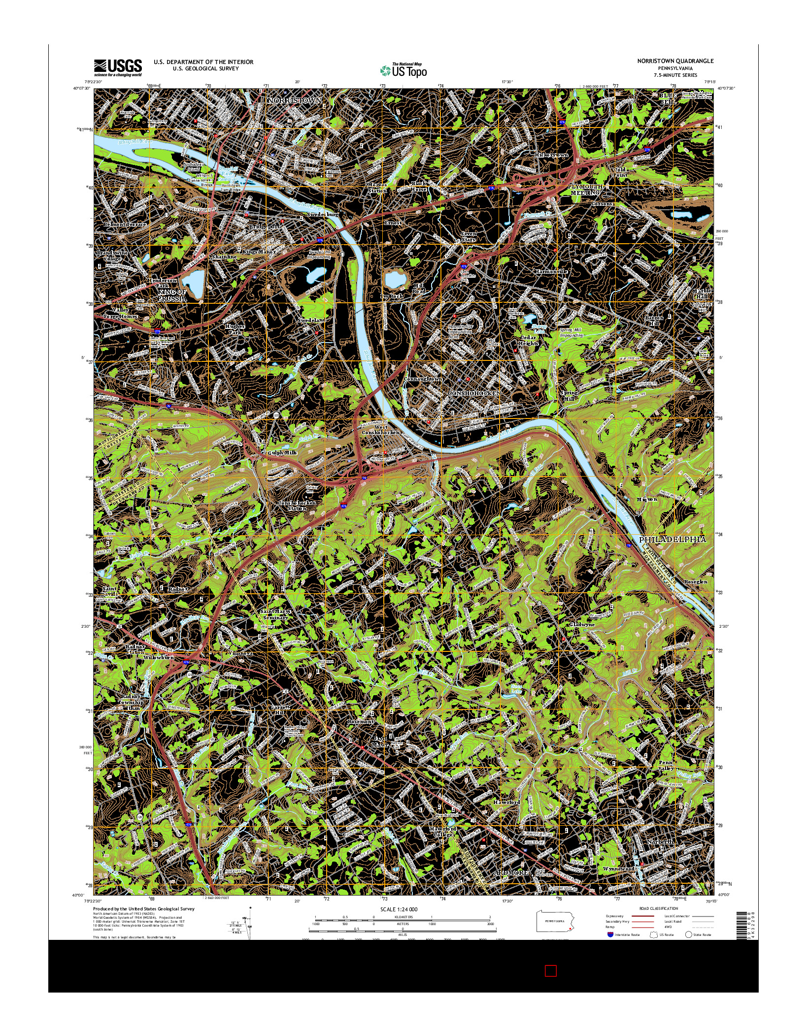 USGS US TOPO 7.5-MINUTE MAP FOR NORRISTOWN, PA 2016