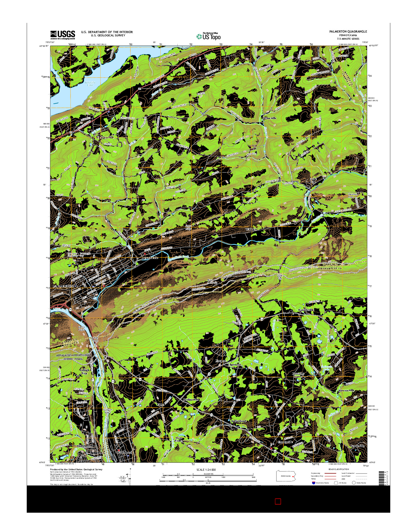 USGS US TOPO 7.5-MINUTE MAP FOR PALMERTON, PA 2016