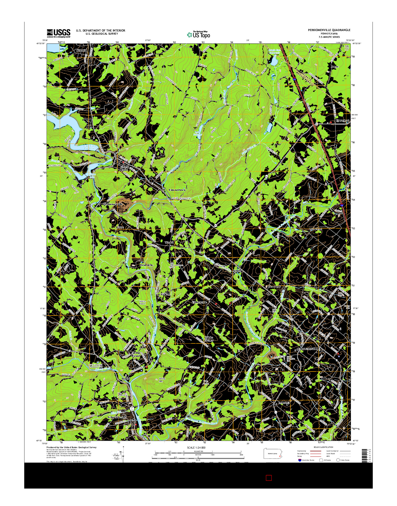 USGS US TOPO 7.5-MINUTE MAP FOR PERKIOMENVILLE, PA 2016