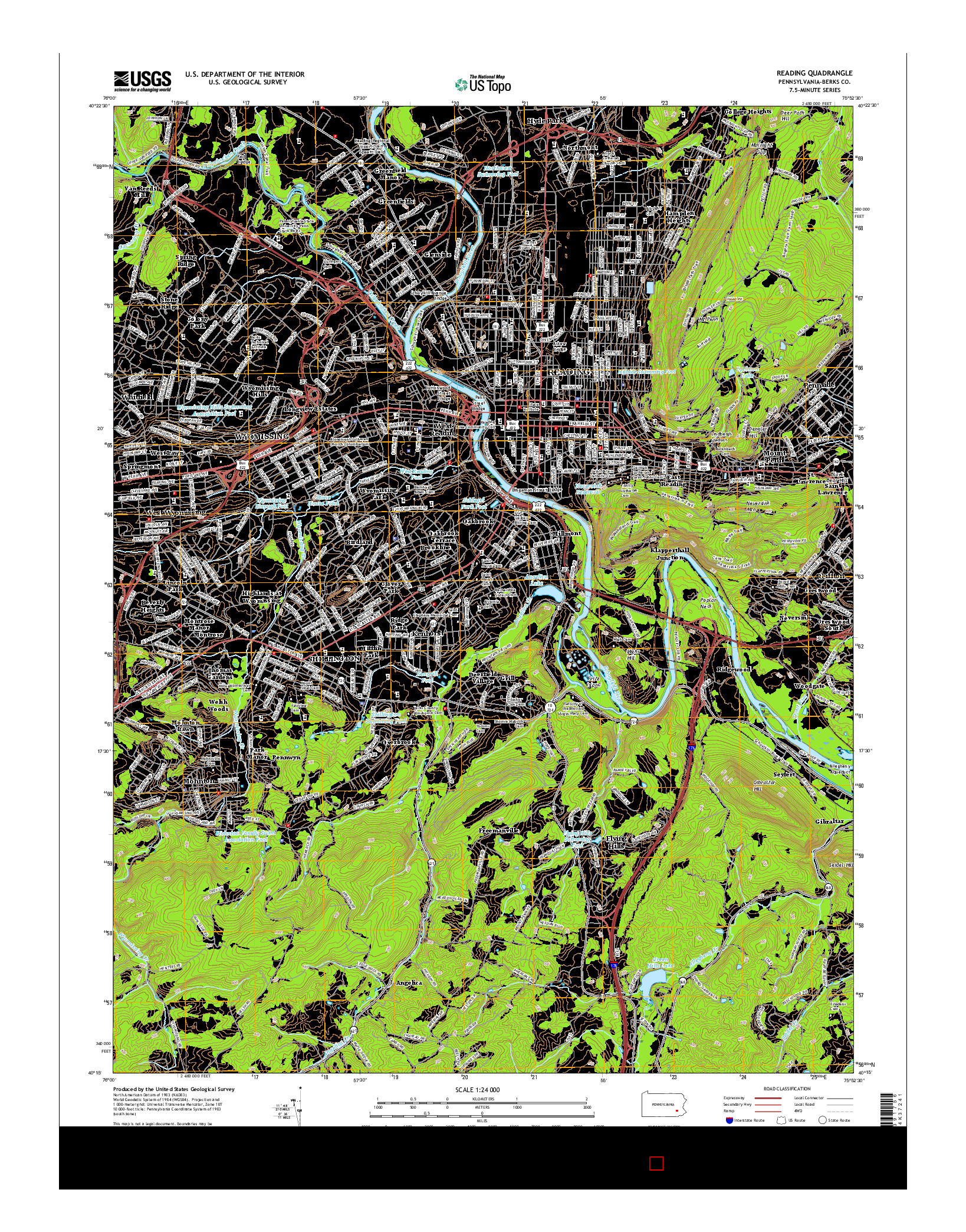 USGS US TOPO 7.5-MINUTE MAP FOR READING, PA 2016