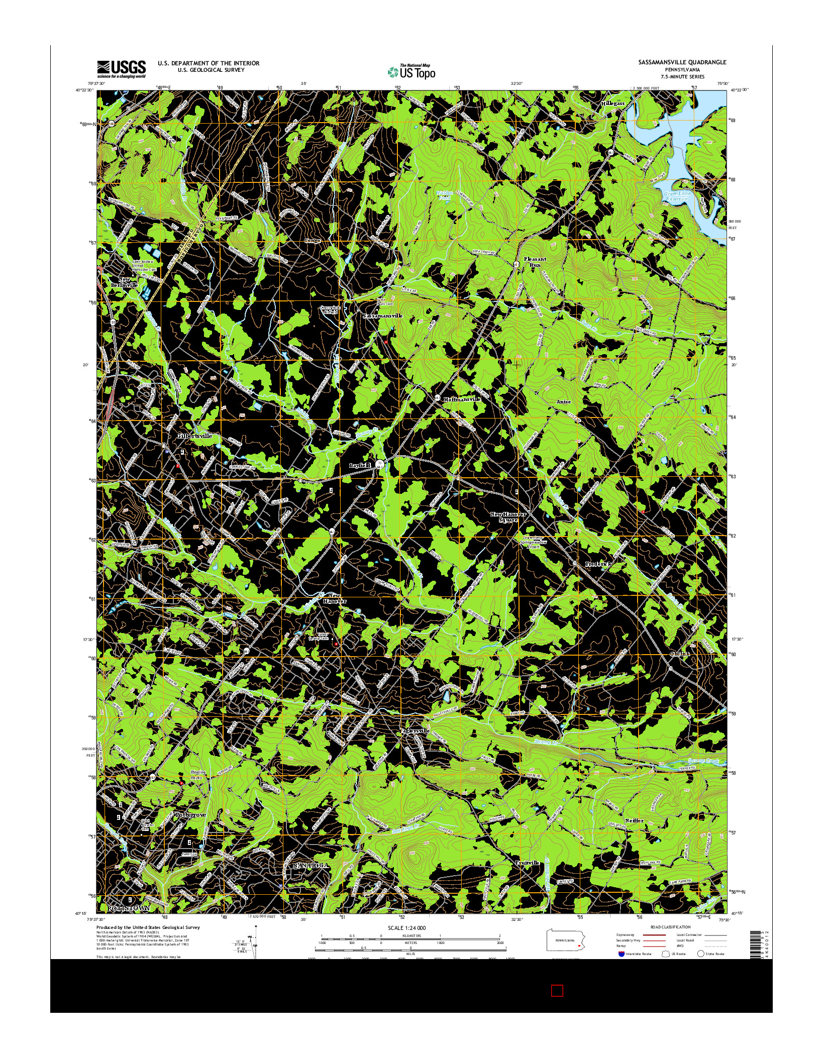 USGS US TOPO 7.5-MINUTE MAP FOR SASSAMANSVILLE, PA 2016
