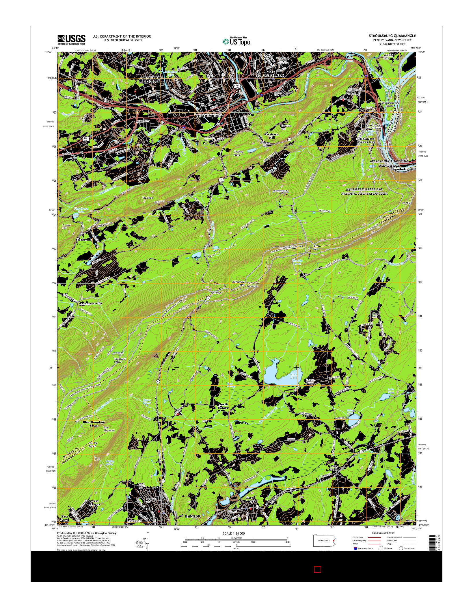 USGS US TOPO 7.5-MINUTE MAP FOR STROUDSBURG, PA-NJ 2016