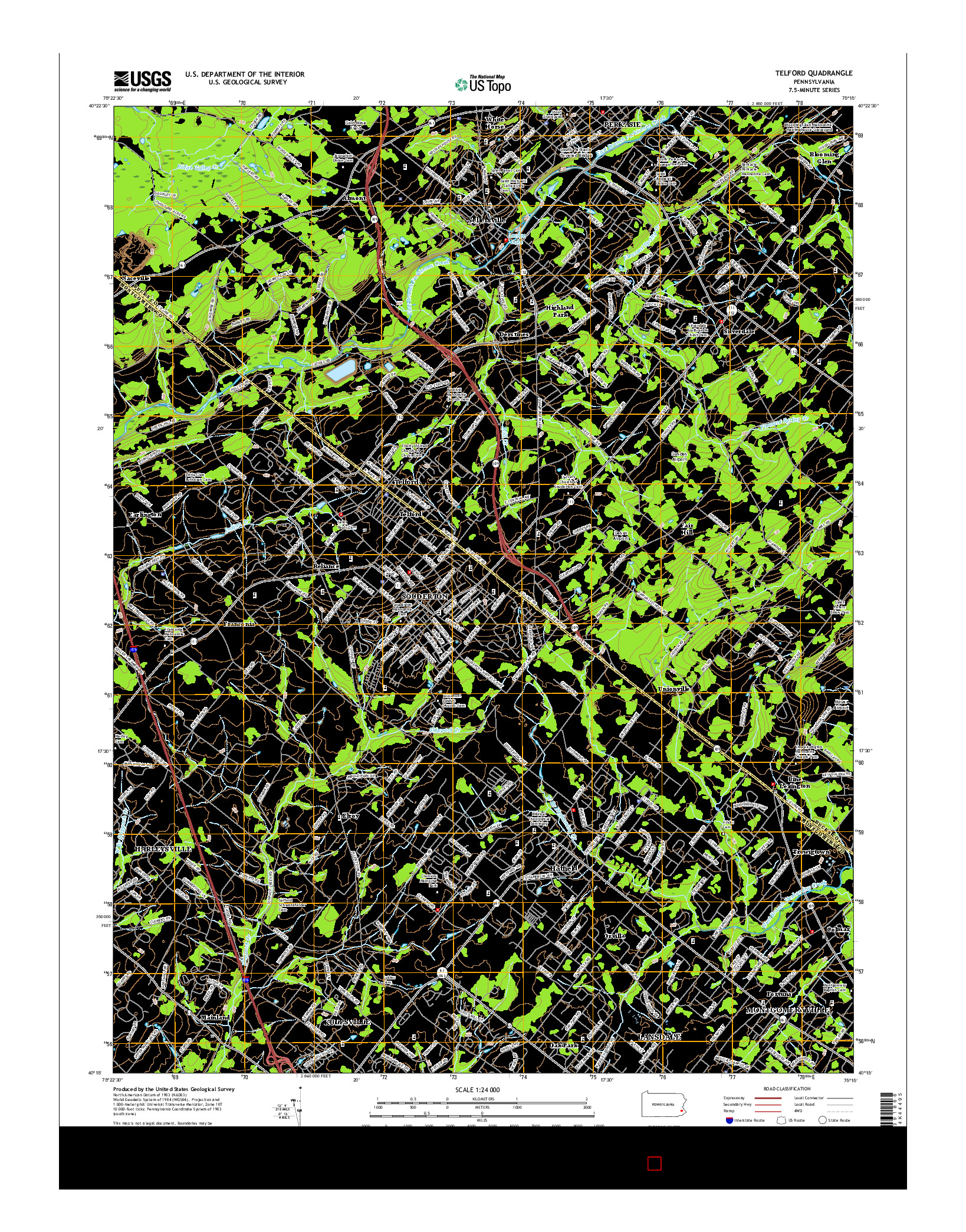 USGS US TOPO 7.5-MINUTE MAP FOR TELFORD, PA 2016