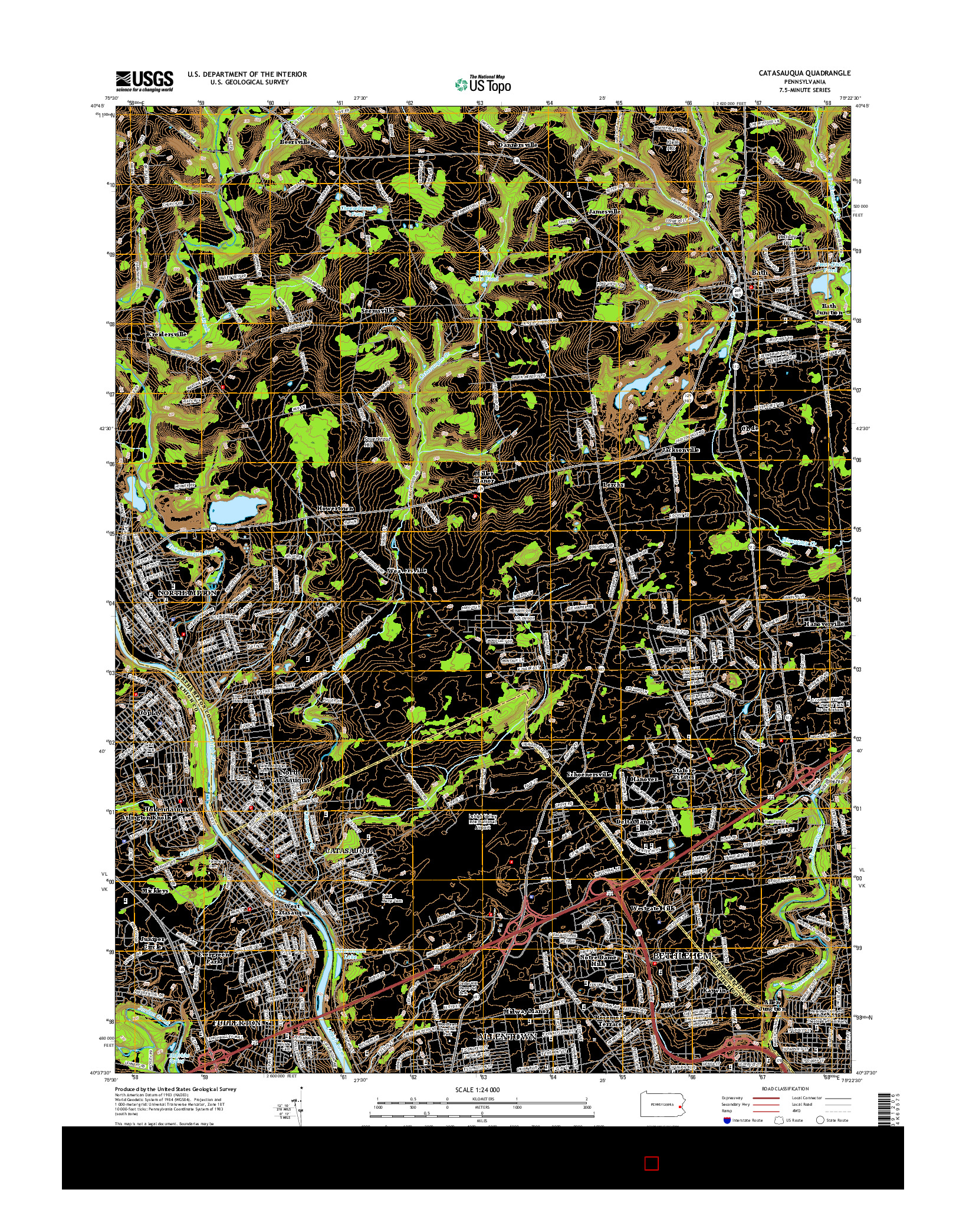 USGS US TOPO 7.5-MINUTE MAP FOR CATASAUQUA, PA 2016