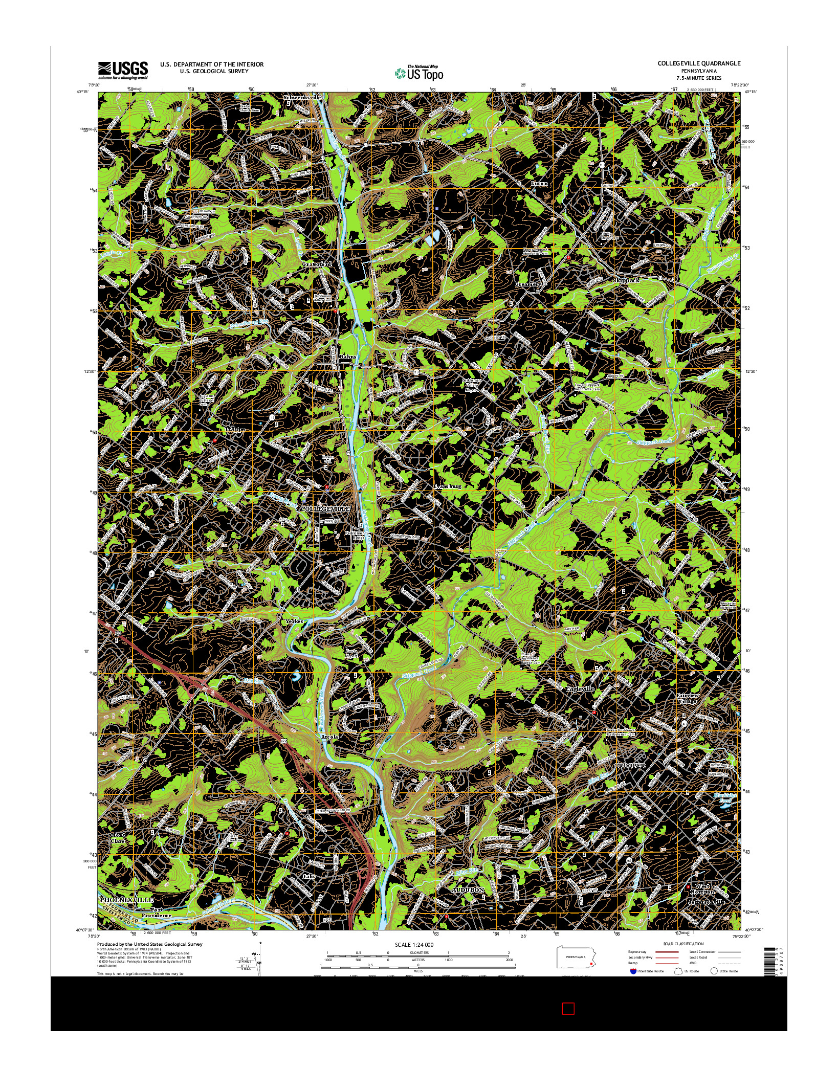 USGS US TOPO 7.5-MINUTE MAP FOR COLLEGEVILLE, PA 2016